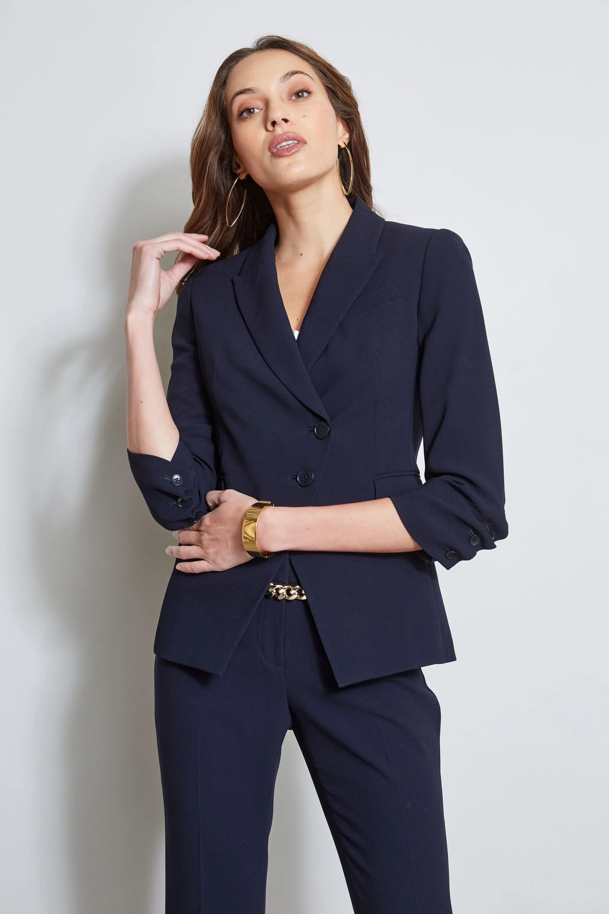 3 Button Ruched Sleeve Blazer - Image 4