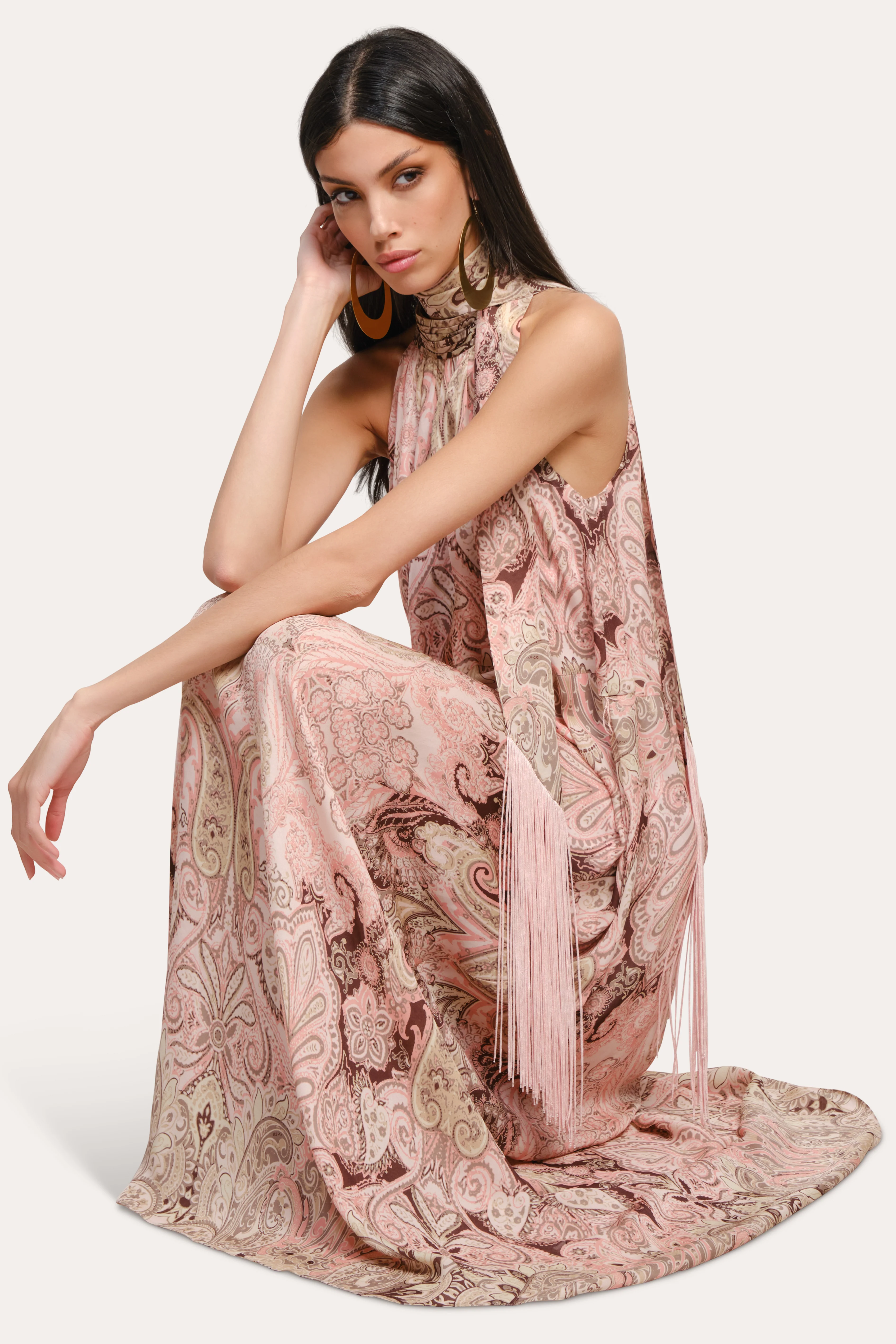 Annie Silk Halter Dress - Image 5