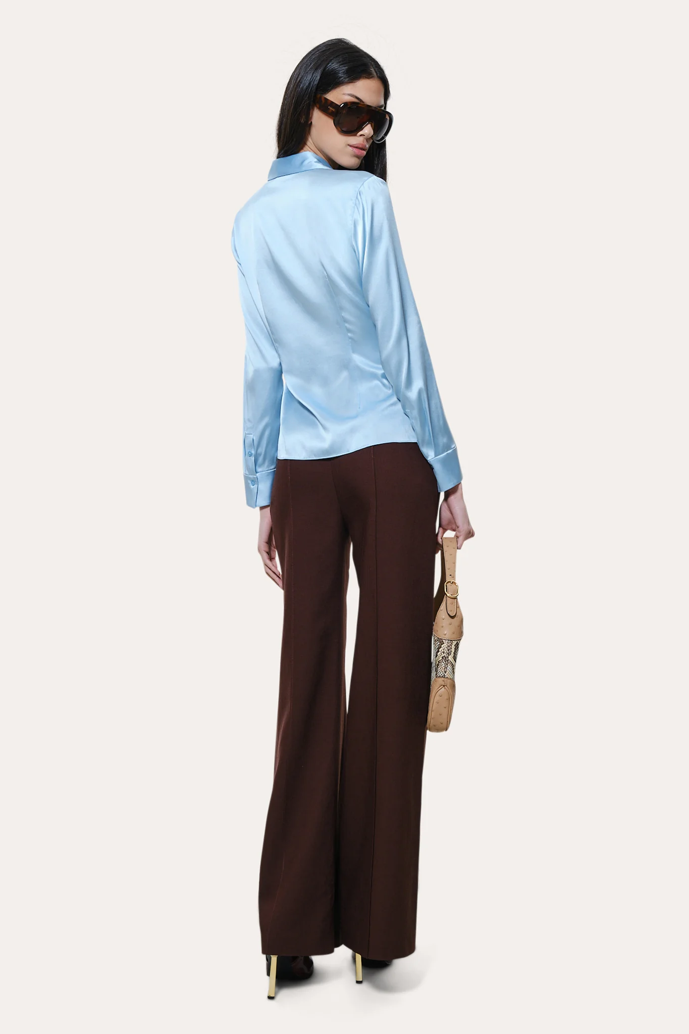 Anya Silk Charmeuse Ruched Shirt - Image 4