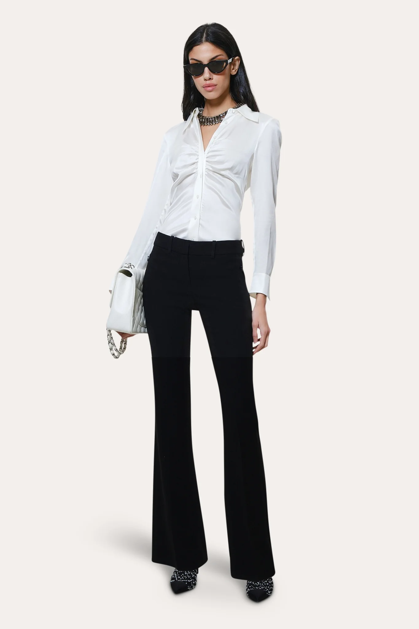 Anya Silk Charmeuse Ruched Shirt