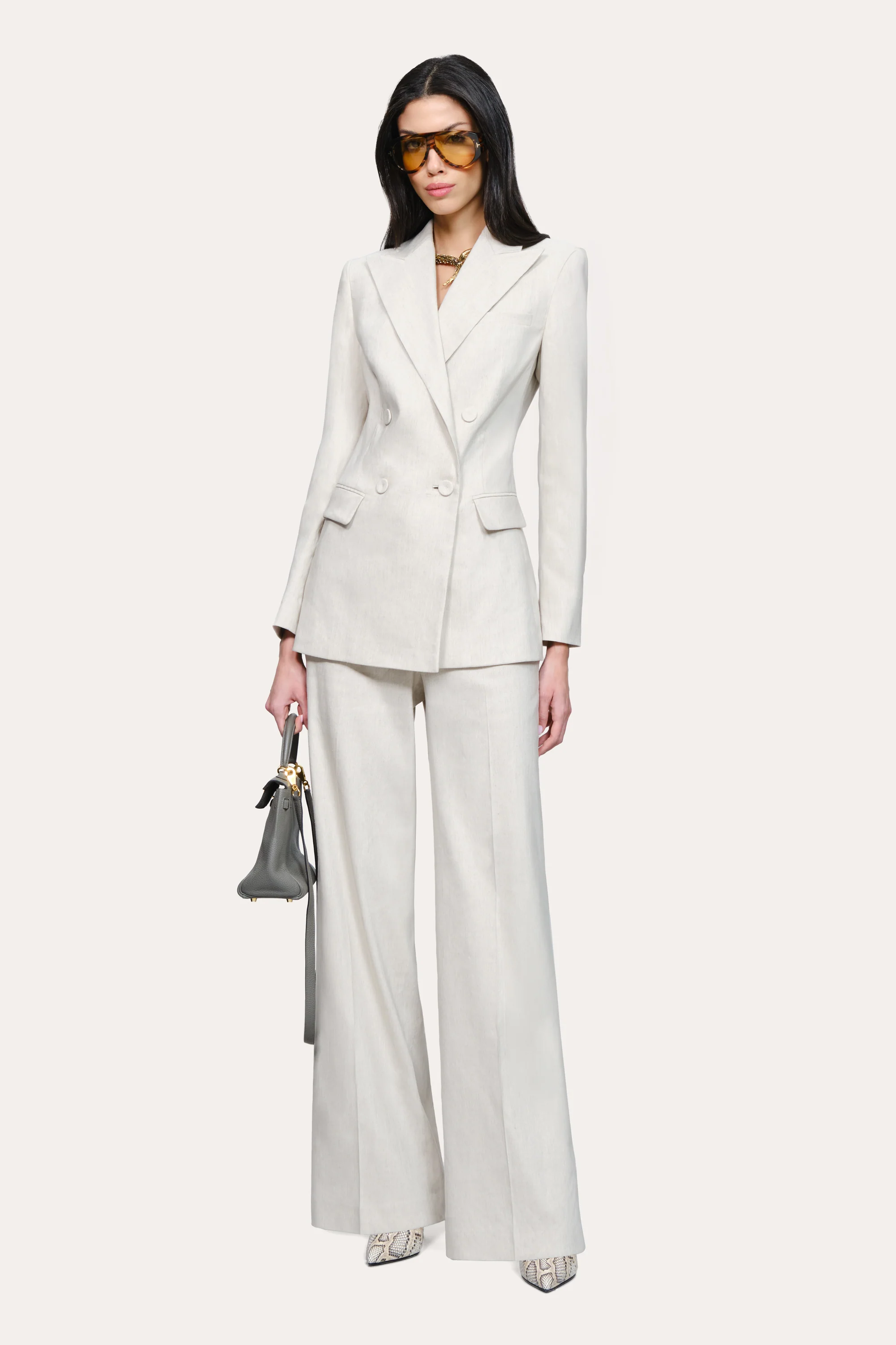 Solenne Double Breasted Linen Blazer
