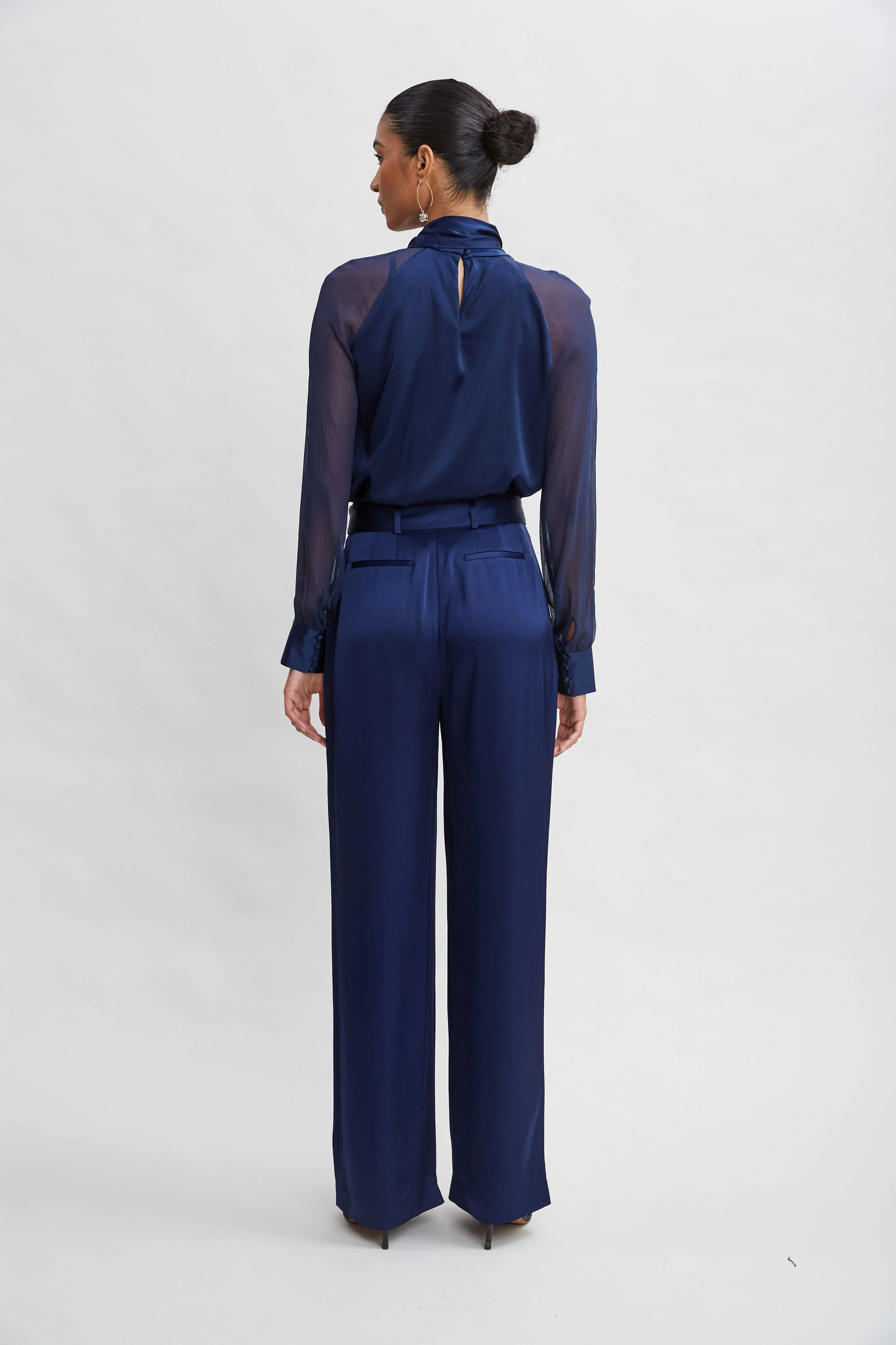 Belted Satin Pleated Pant - Image 6