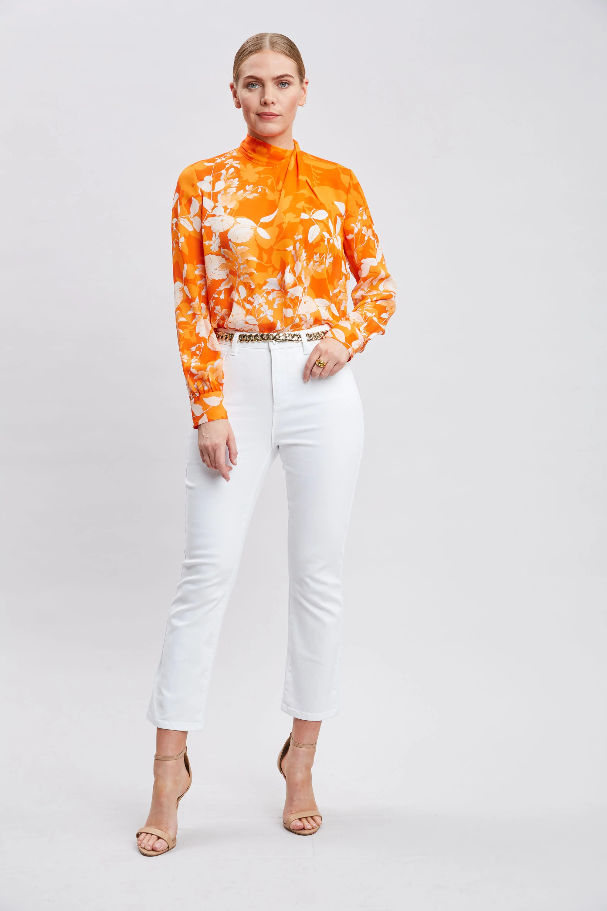 Silk Draped Neck Bloom Shirt - Image 3