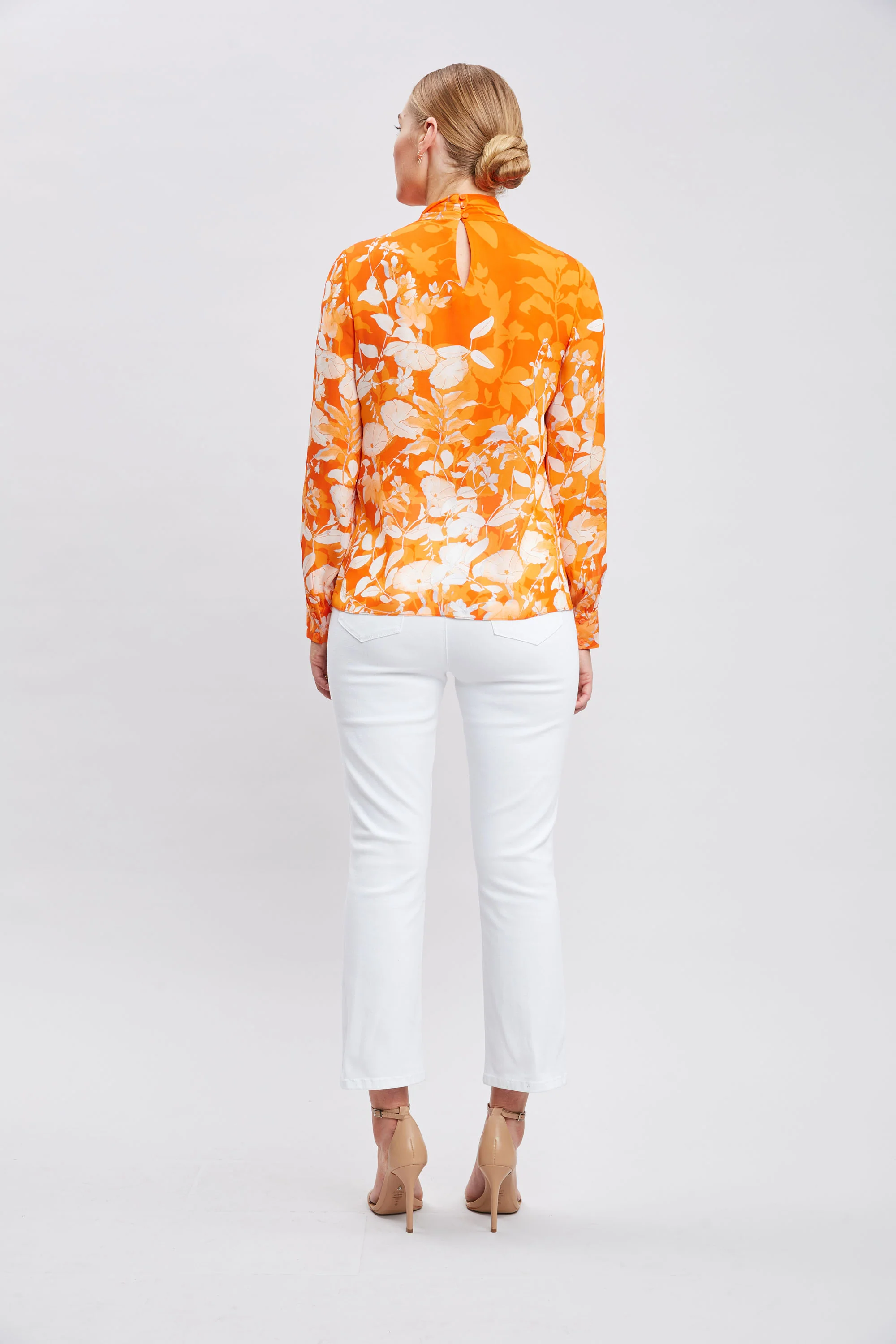 Silk Draped Neck Bloom Shirt - Image 7
