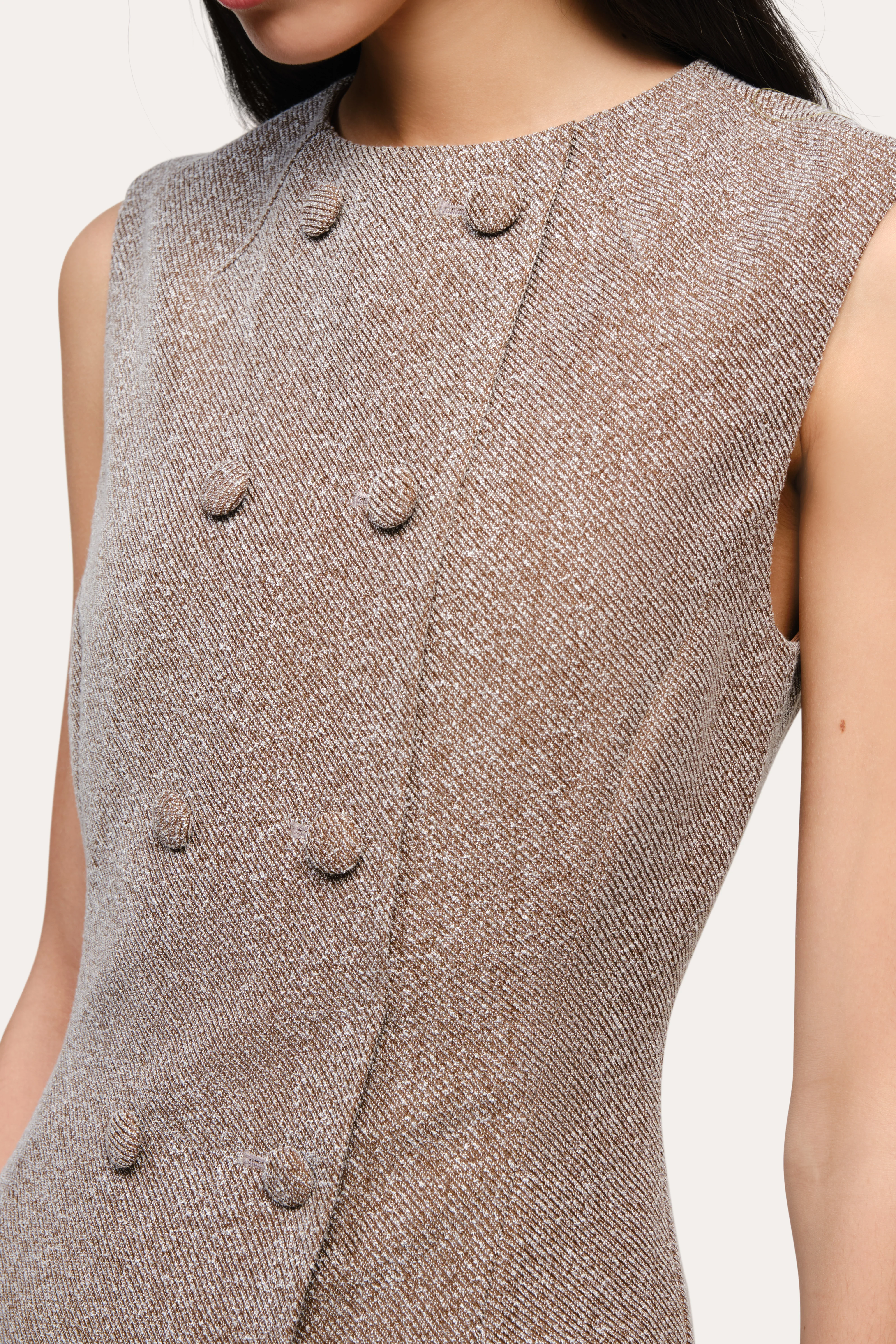 Cécile Bouclé Button Dress - Image 3