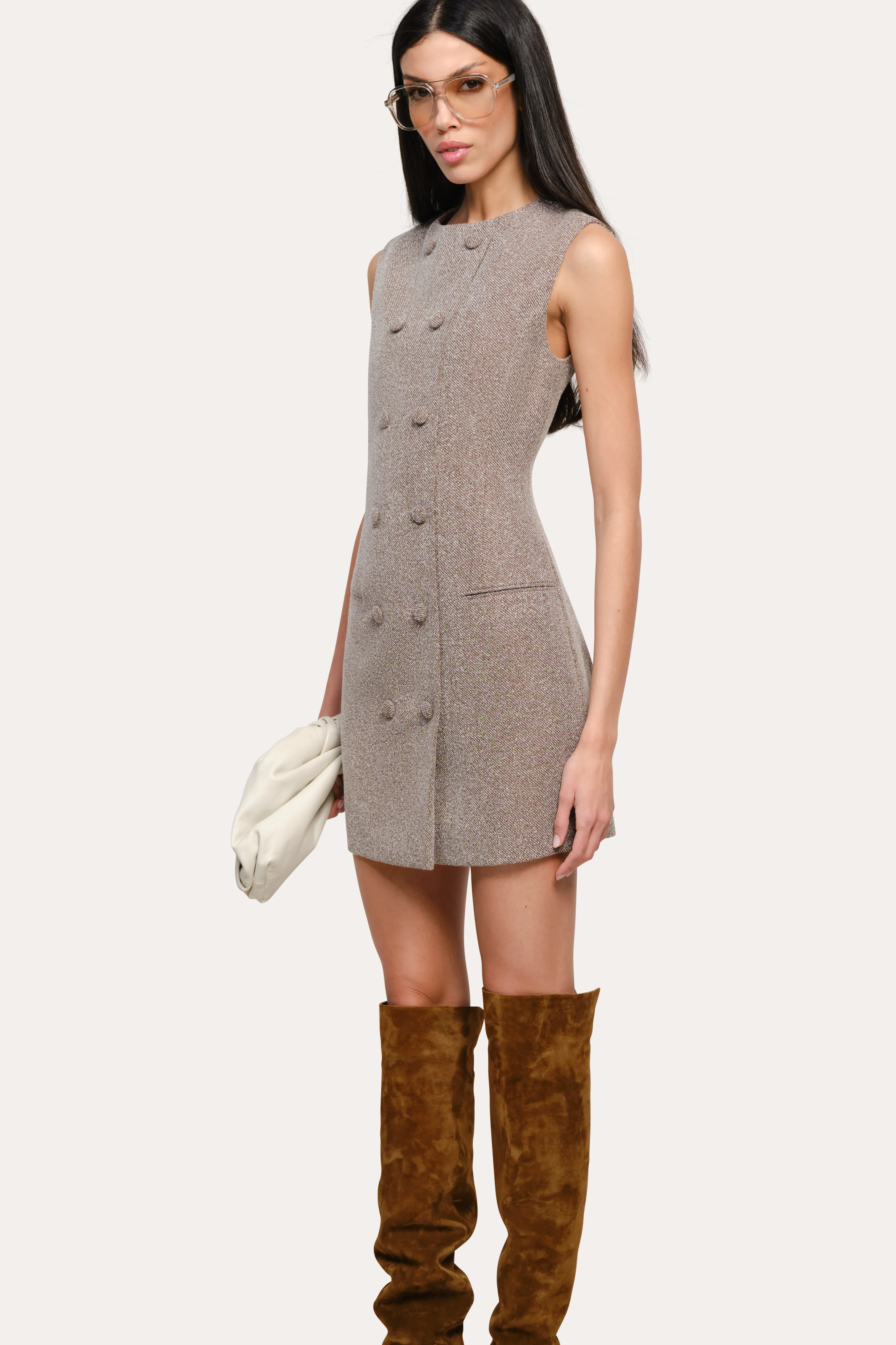 Cécile Bouclé Button Dress - Image 5