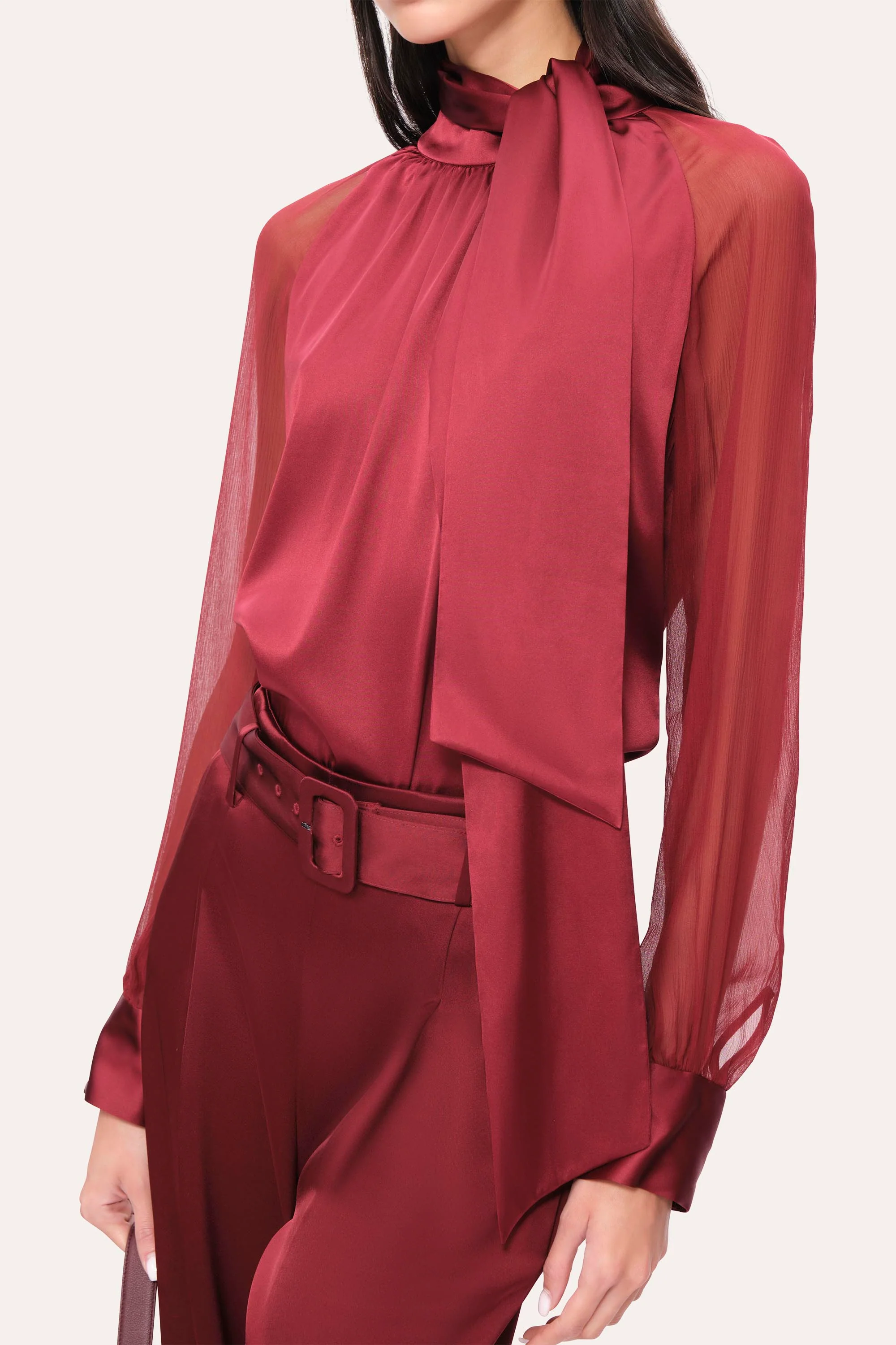 Julia Silk Satin Tie Top - Image 3