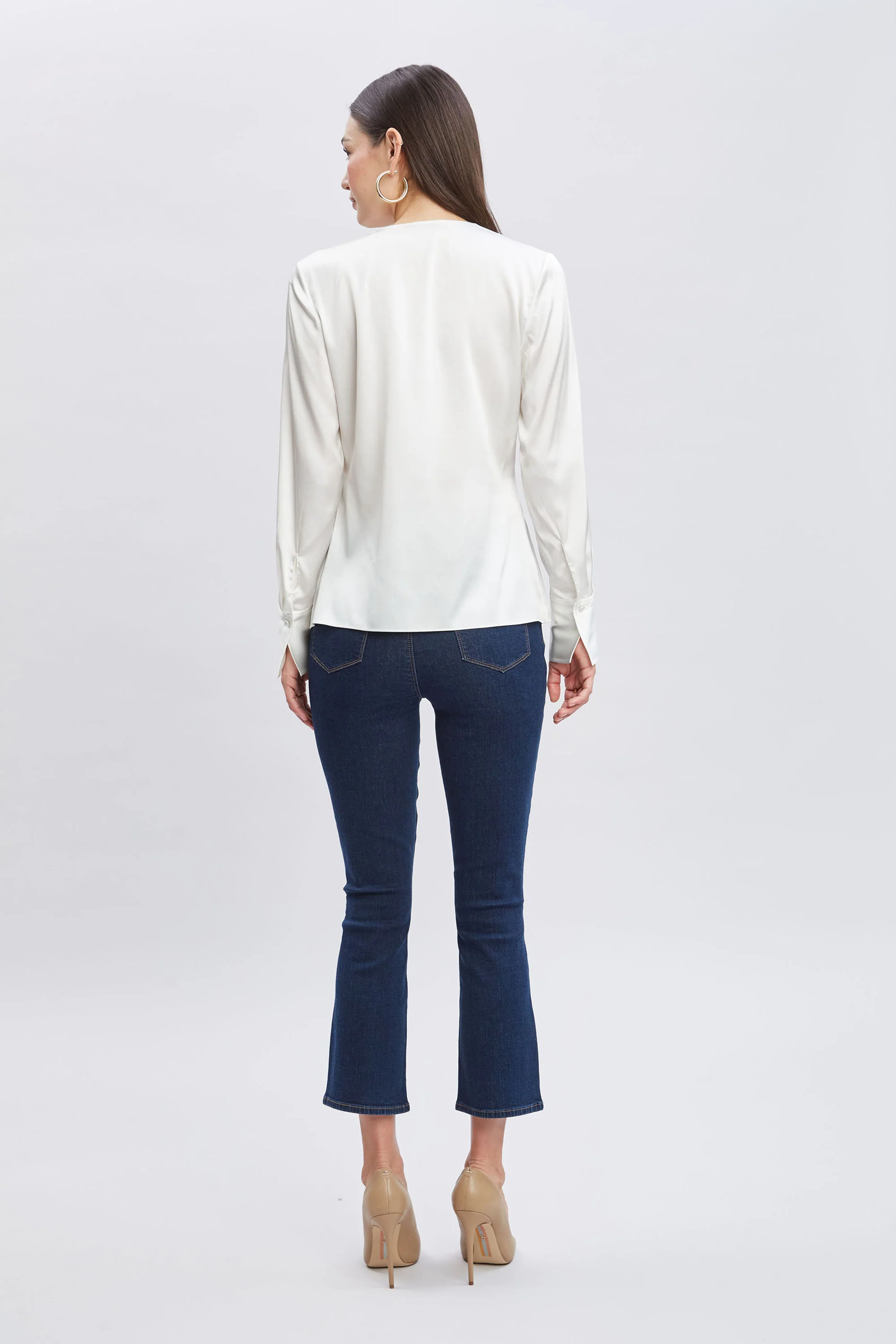 Silk Satin Contour Ruffle Shirt - Image 5