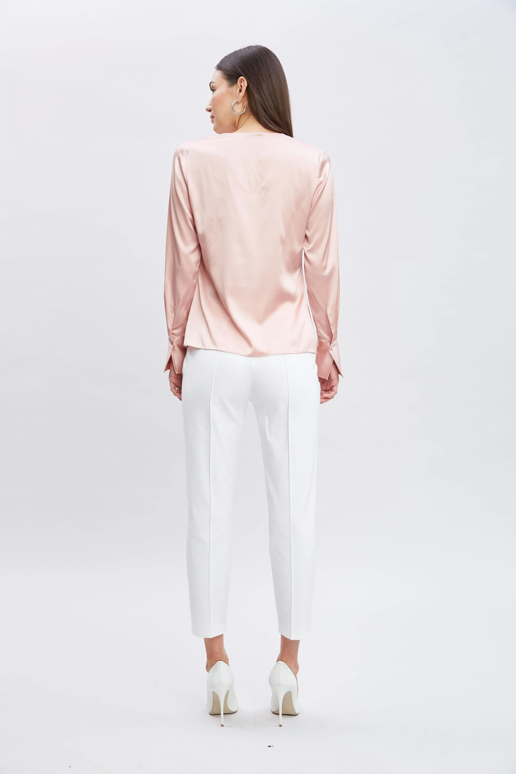 Silk Satin Ruffle Contour Shirt - Image 5