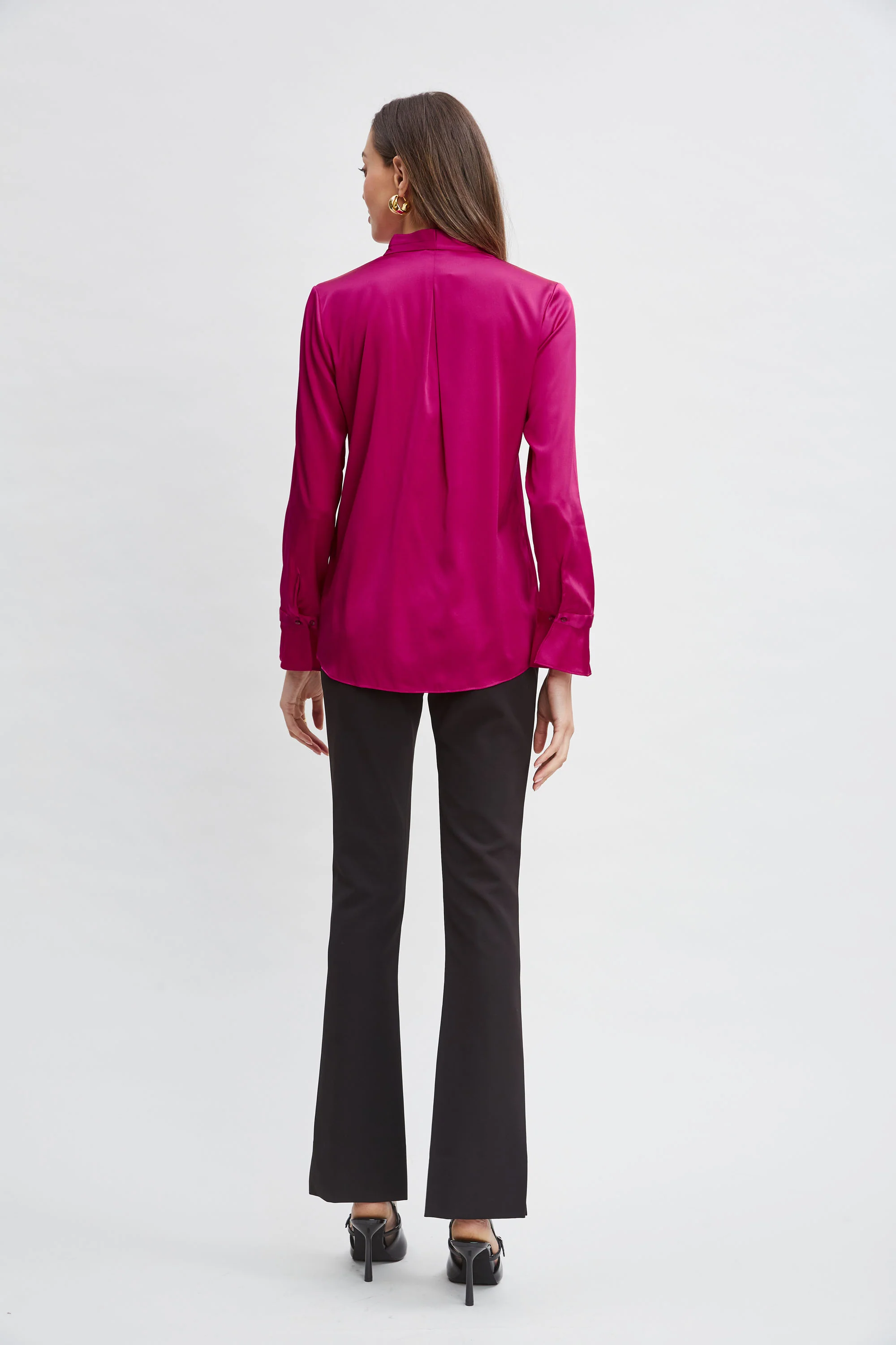 Silk Satin Contour Neck Shirt - Image 3
