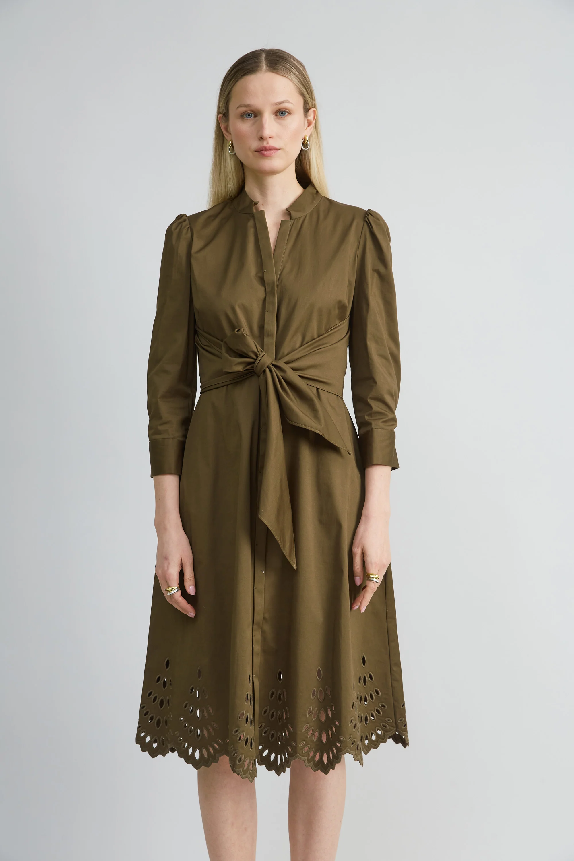 Cotton Tie Embroidered Dress - Image 2