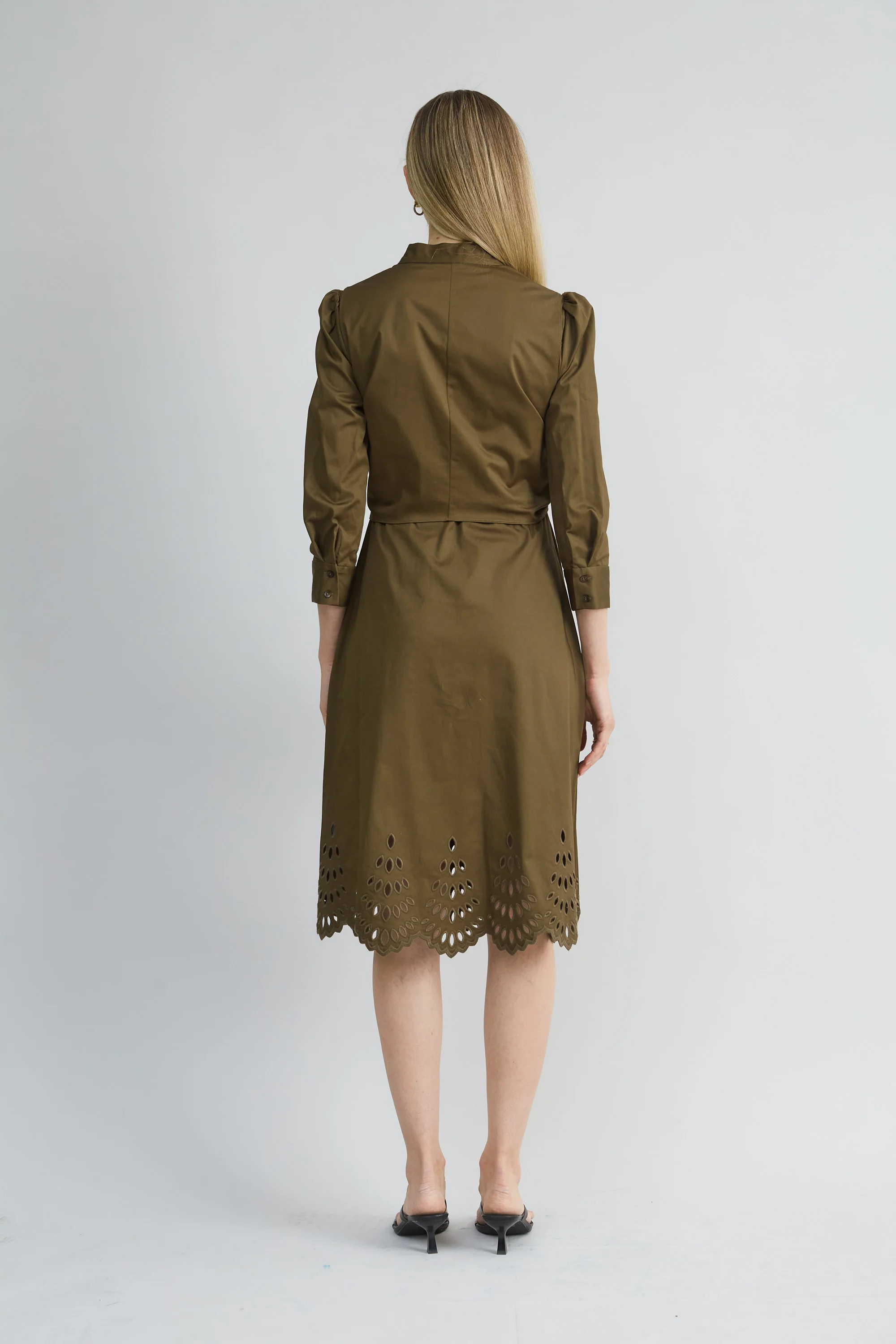 Cotton Tie Embroidered Dress - Image 5