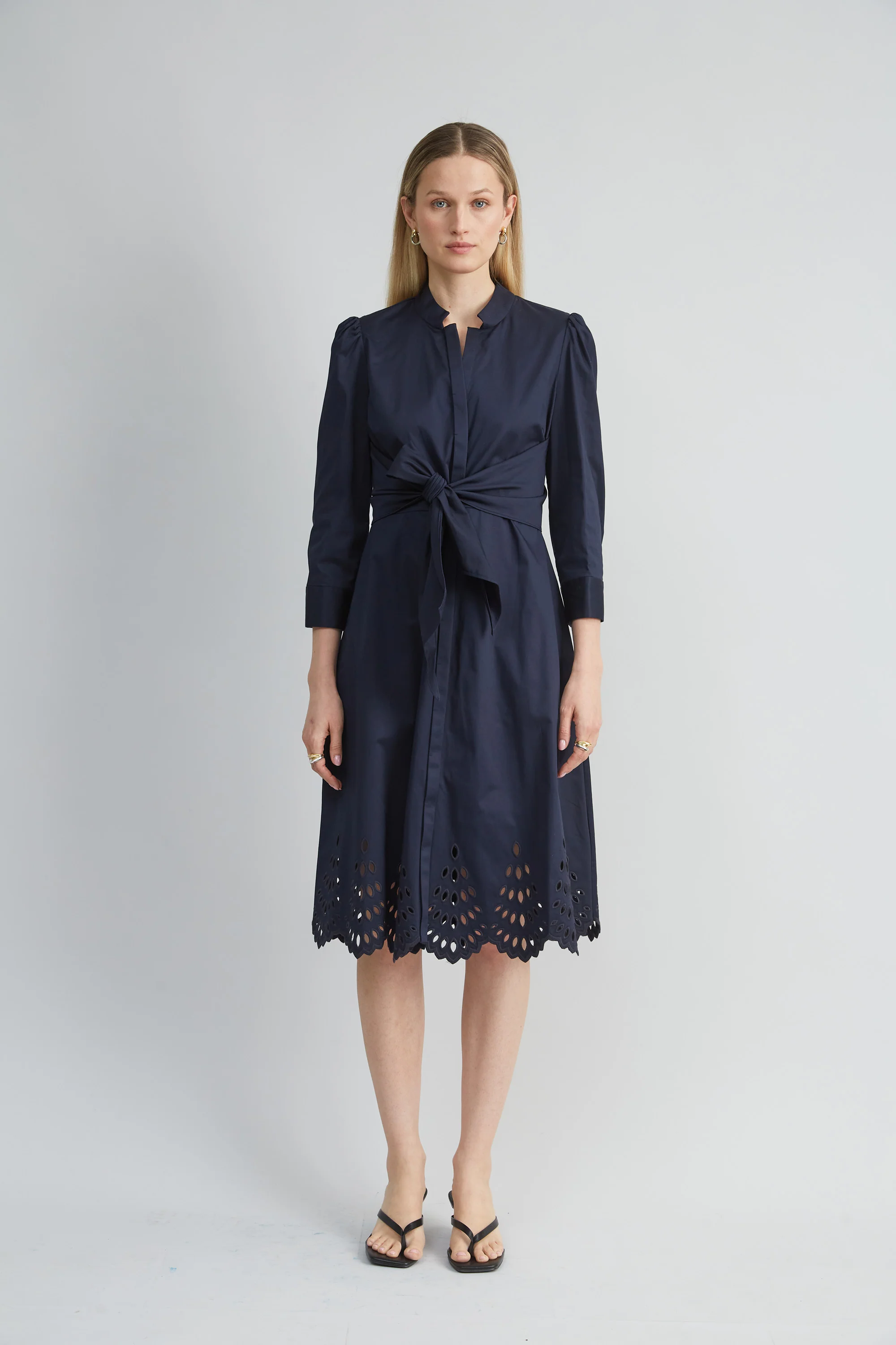 Cotton Tie Embroidered Dress