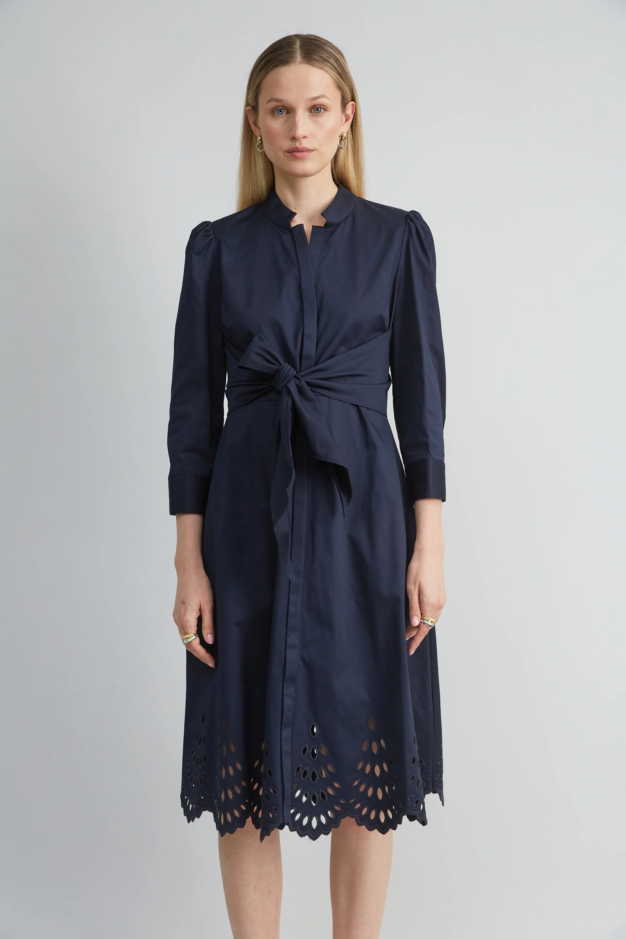 Cotton Tie Embroidered Dress - Image 2