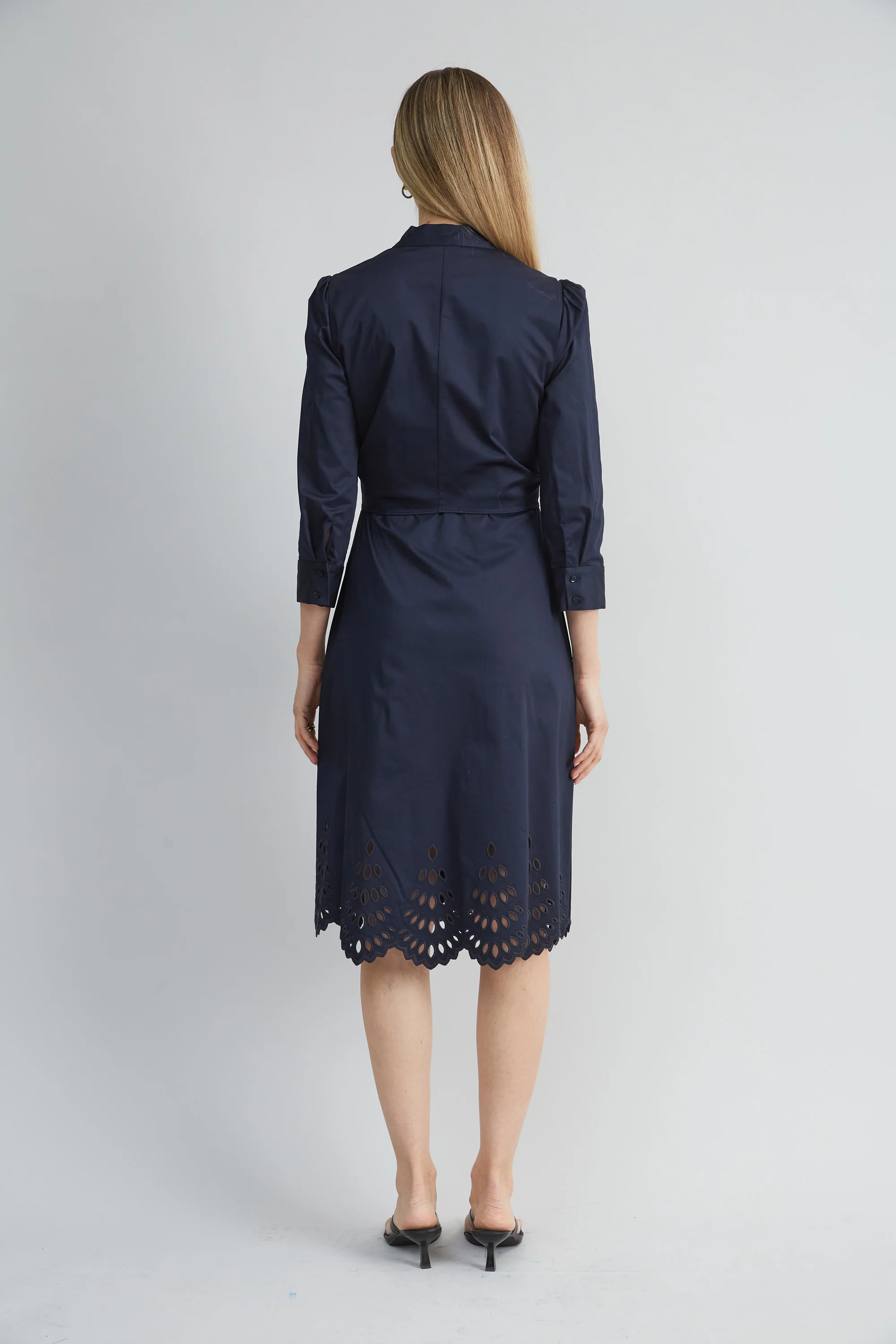 Cotton Tie Embroidered Dress - Image 4