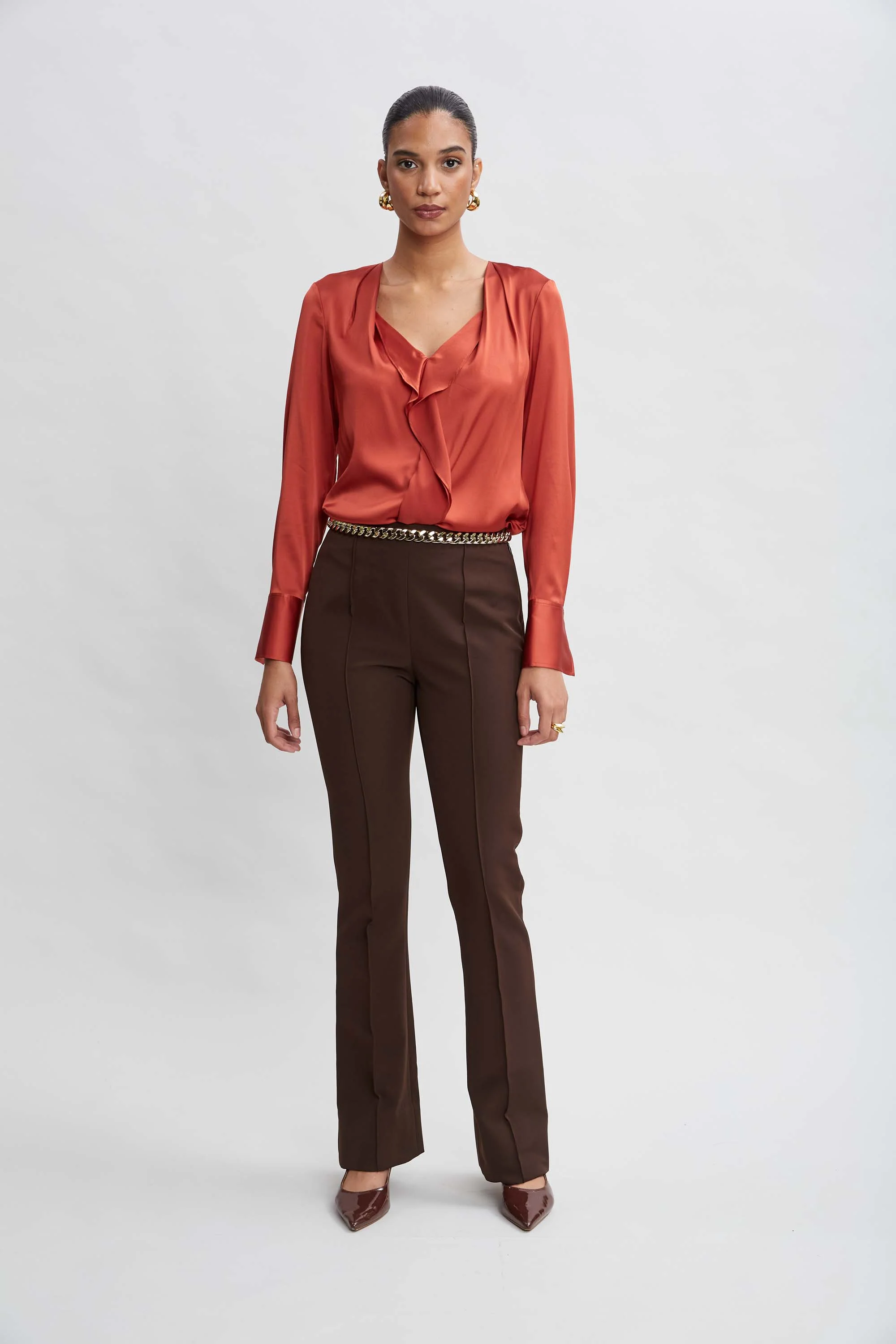 Crepe Seam Slit Flare Pant - Image 2