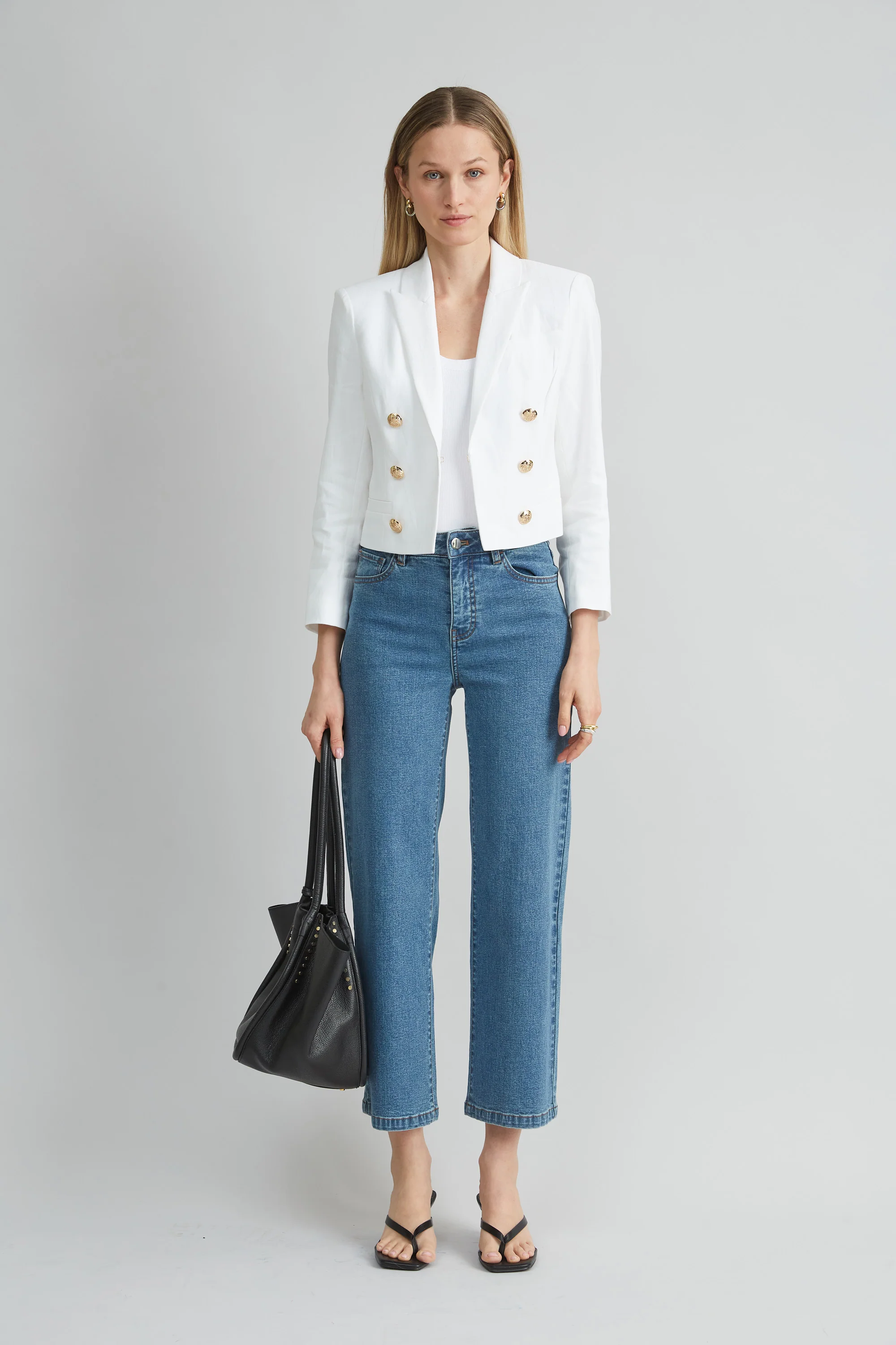 Cropped Linen Jacket - Image 2