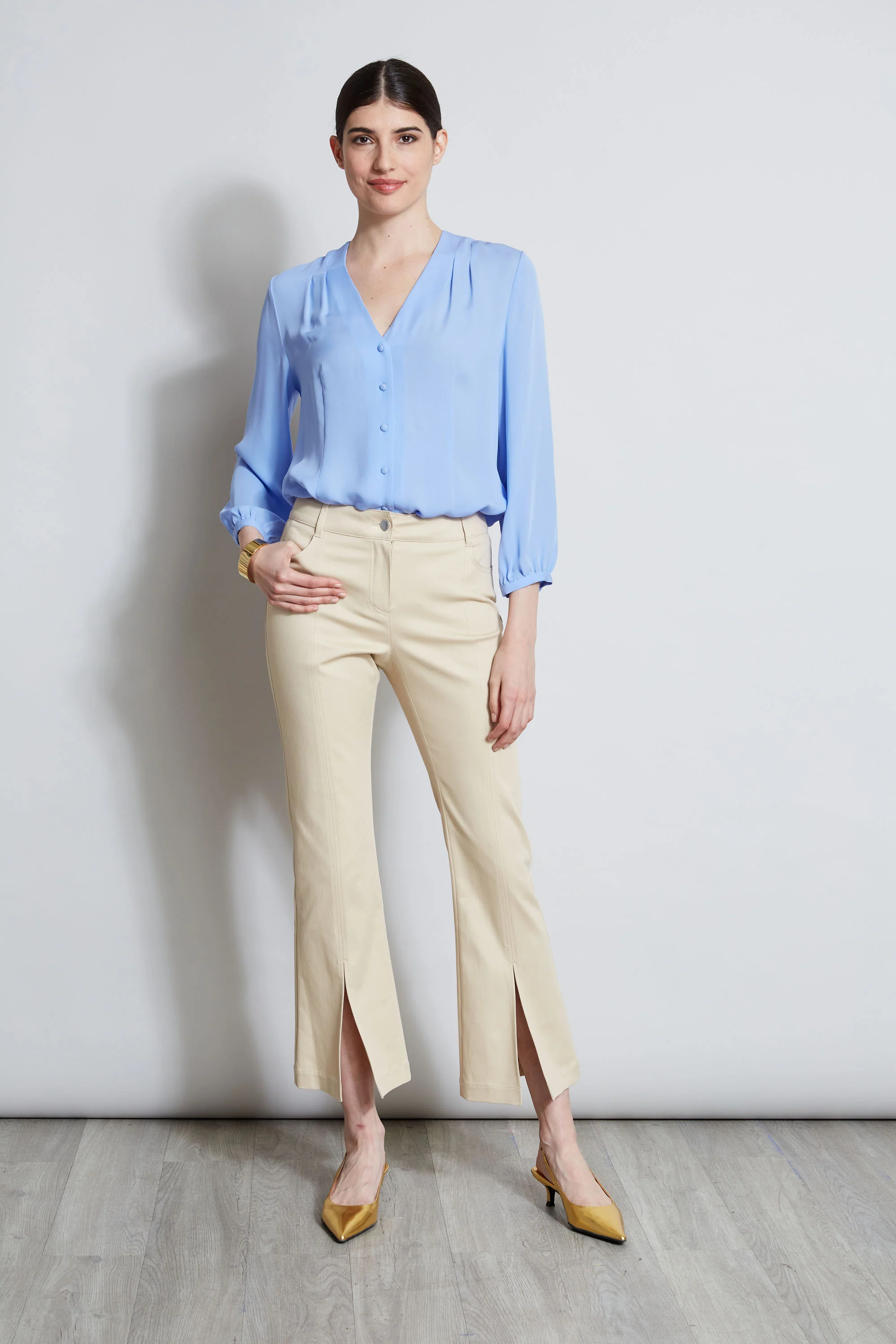 Cropped Denim Canvas Slit Pant - Image 3