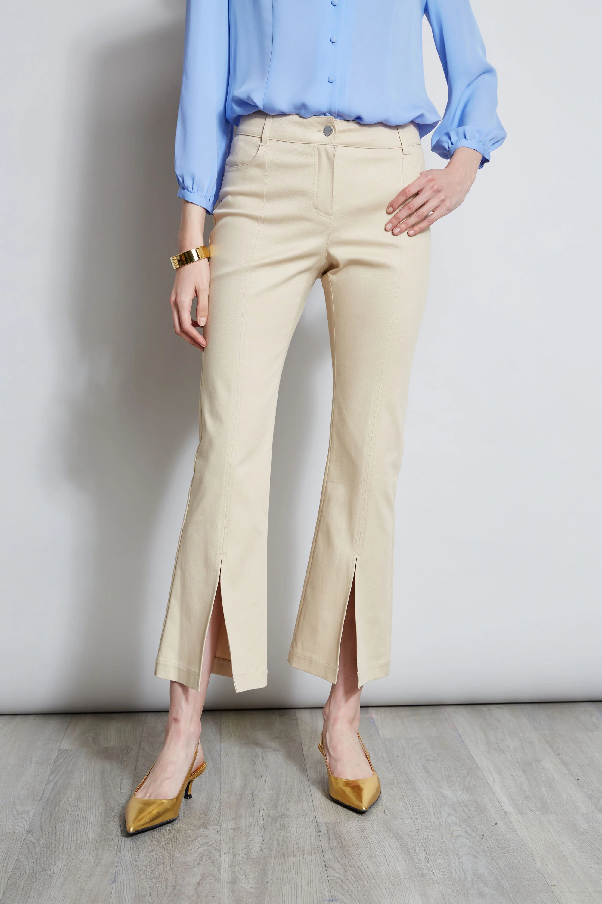 Cropped Denim Canvas Slit Pant - Image 4