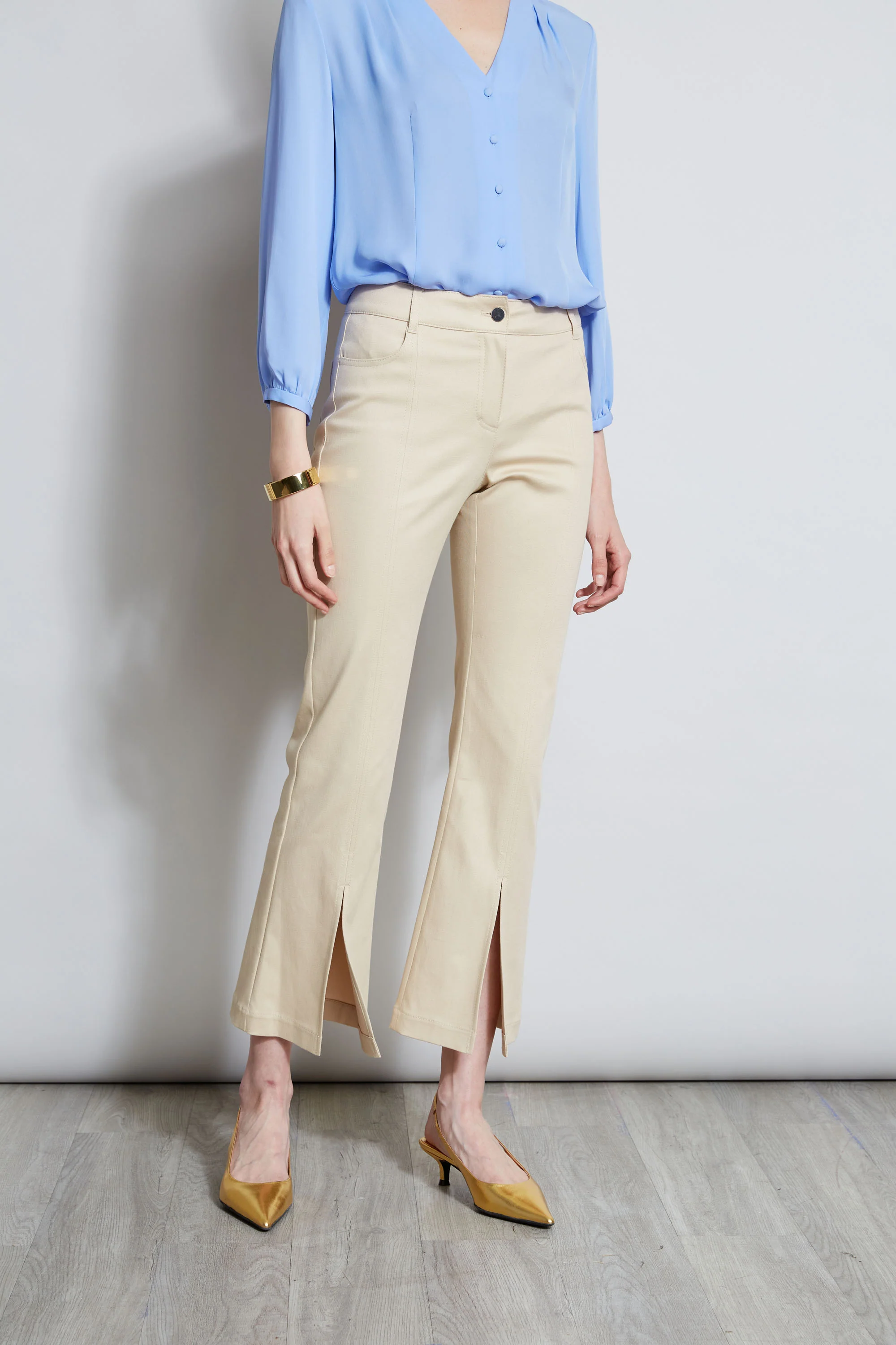 Cropped Denim Canvas Slit Pant - Image 5