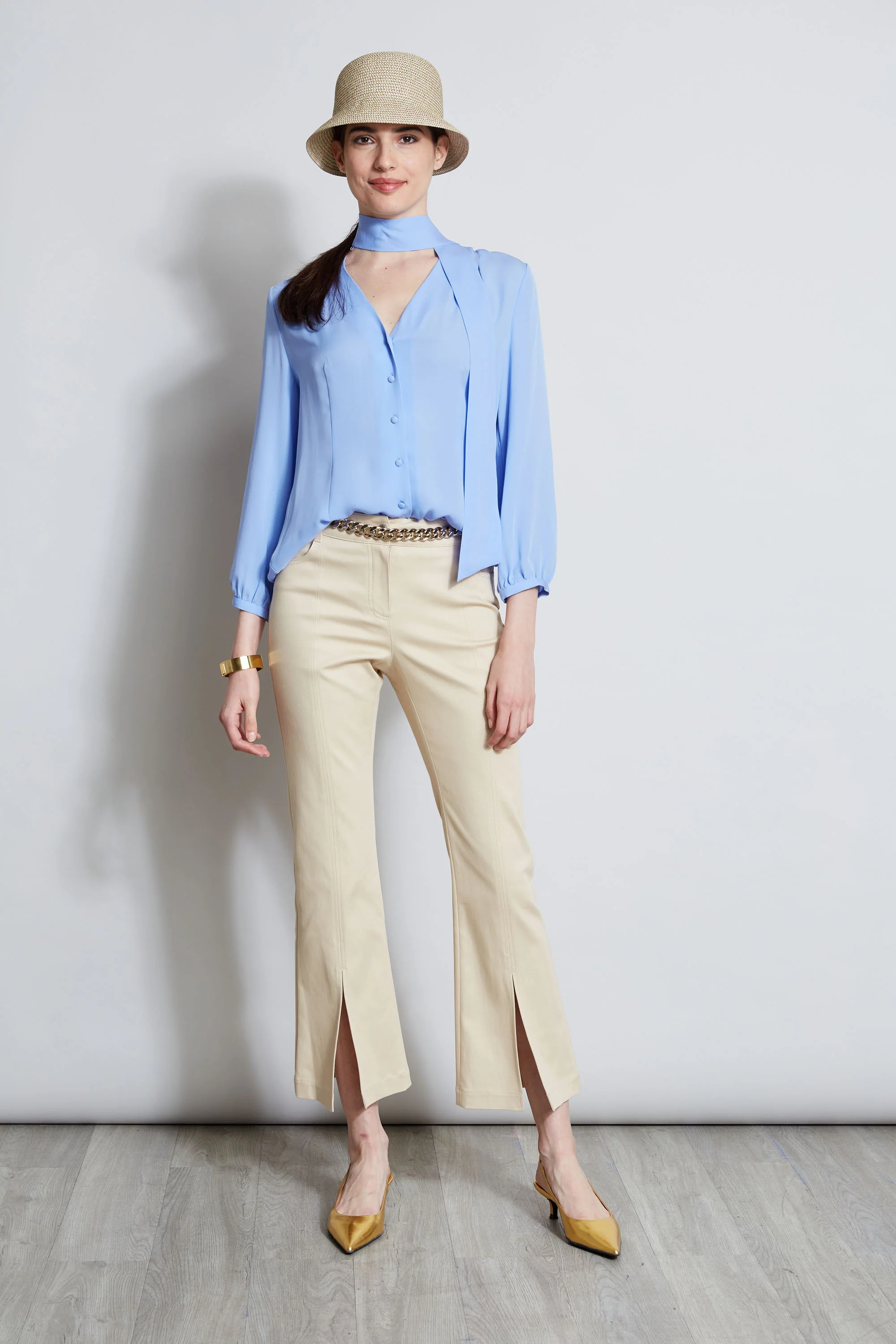 Cropped Denim Canvas Slit Pant - Image 6