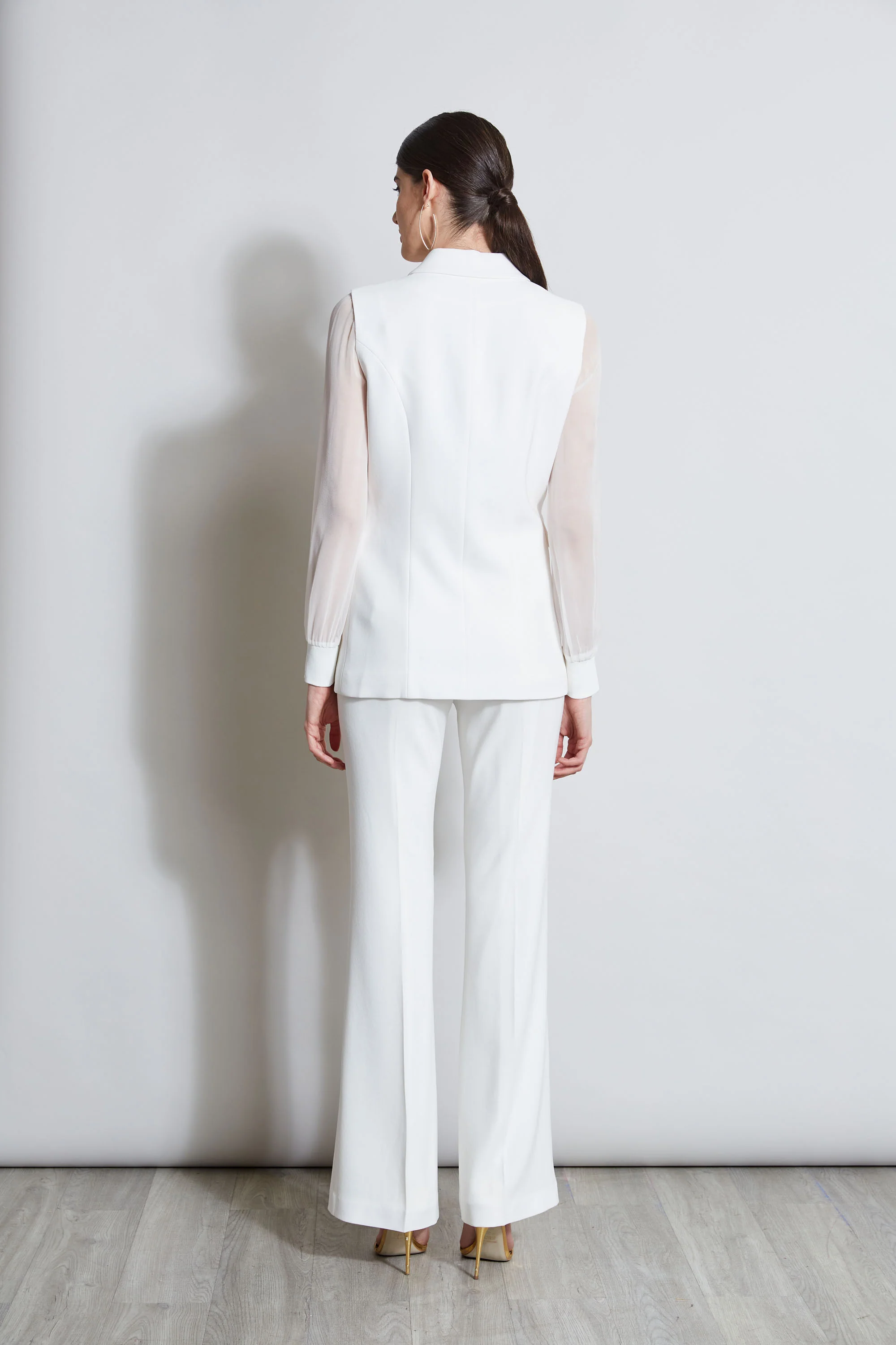Double Breasted Chiffon Sleeve Blazer - Image 5