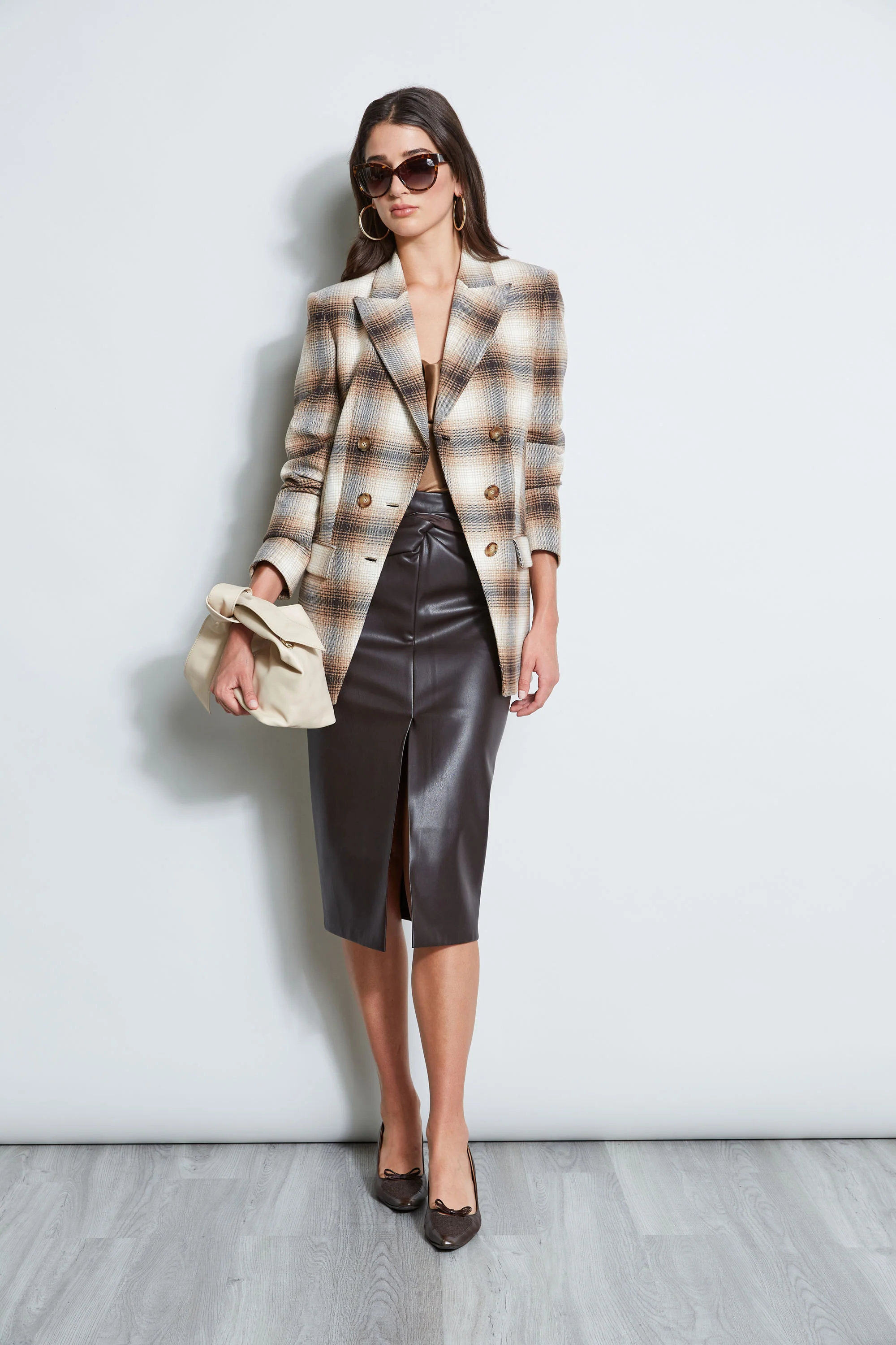 Double Breasted Ombre Plaid Blazer - Image 5