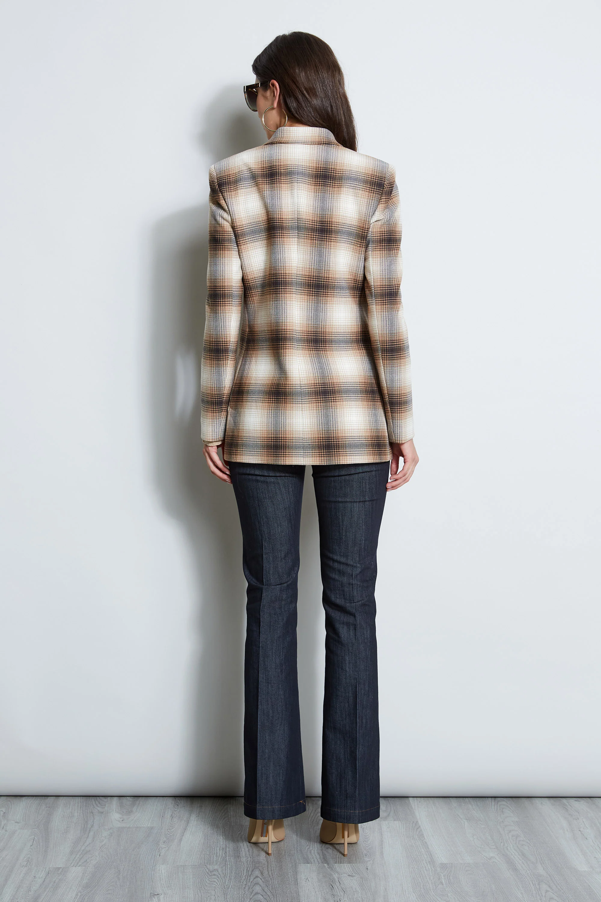 Double Breasted Ombre Plaid Blazer - Image 6