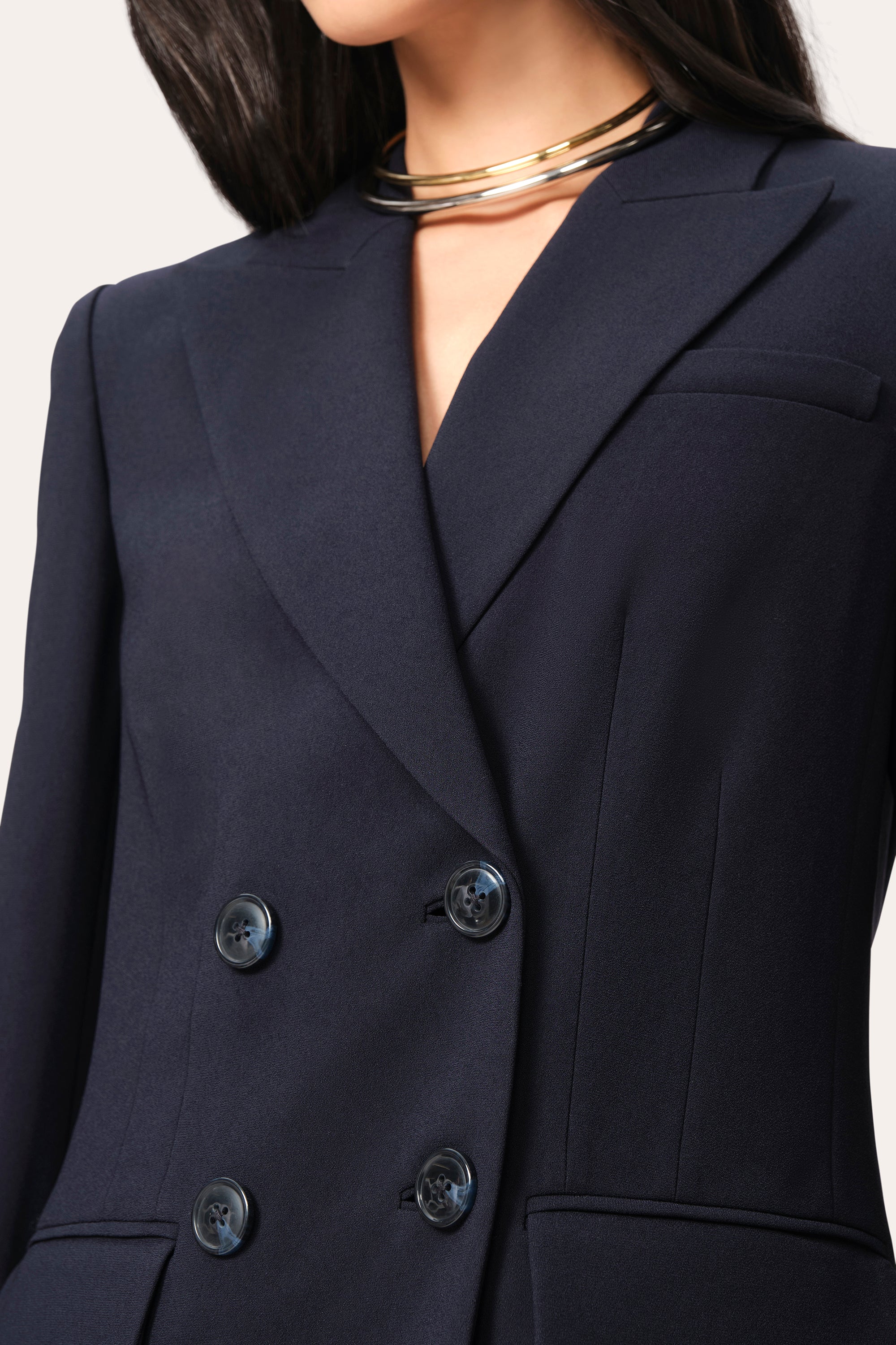 Double Breasted Crepe Blazer - Image 3