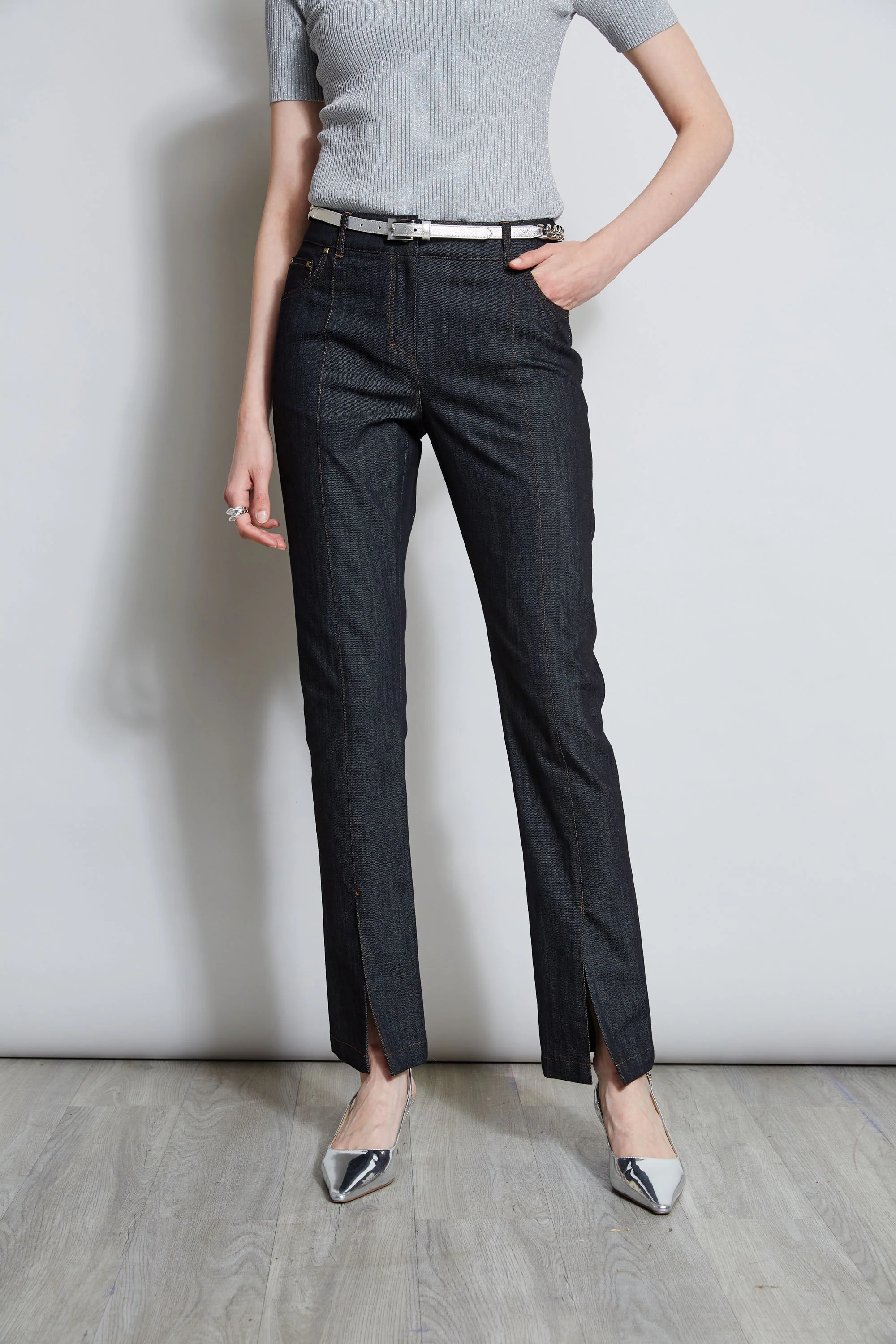 Denim Slit Front Jeans - Image 3