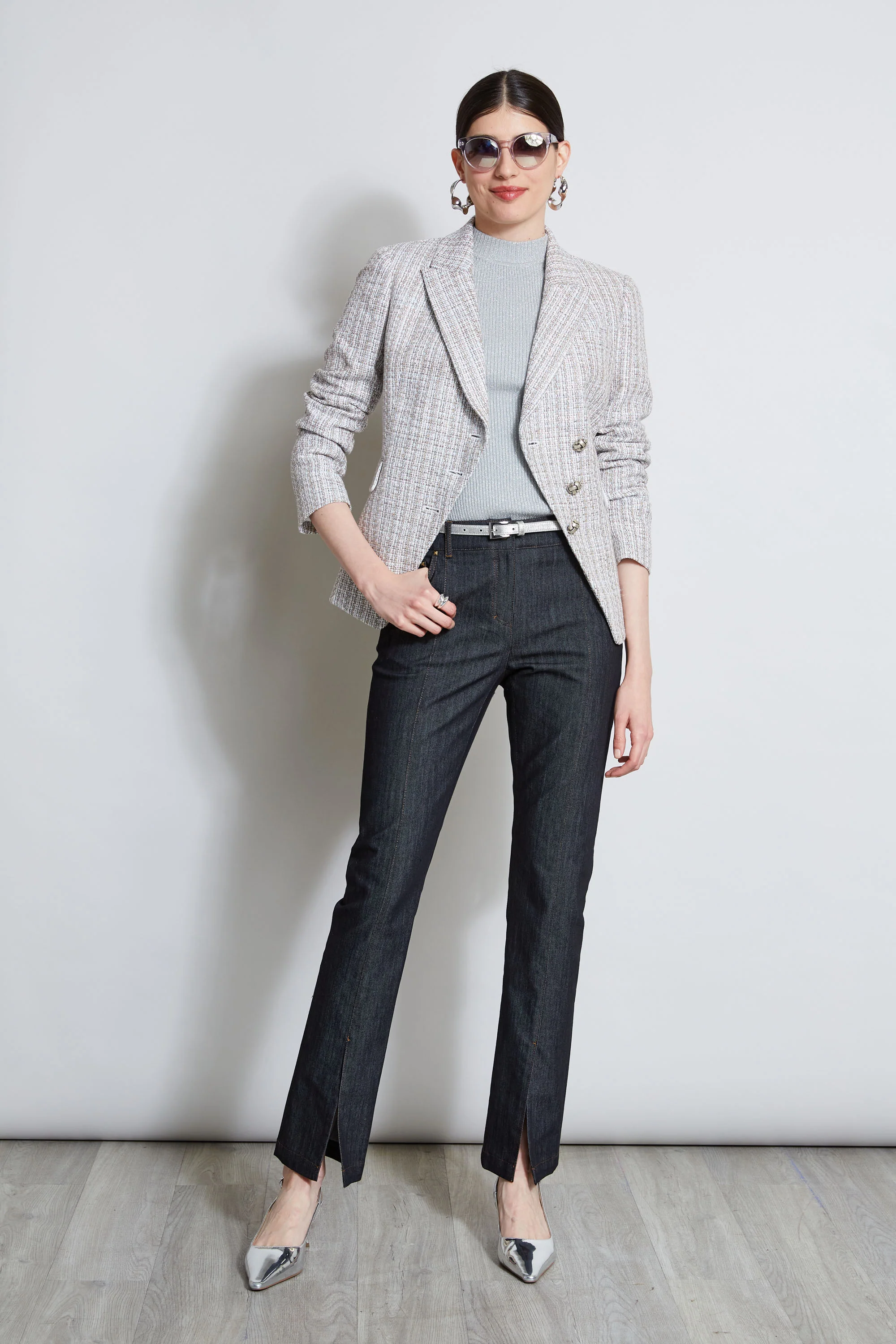 Denim Slit Front Jeans - Image 4