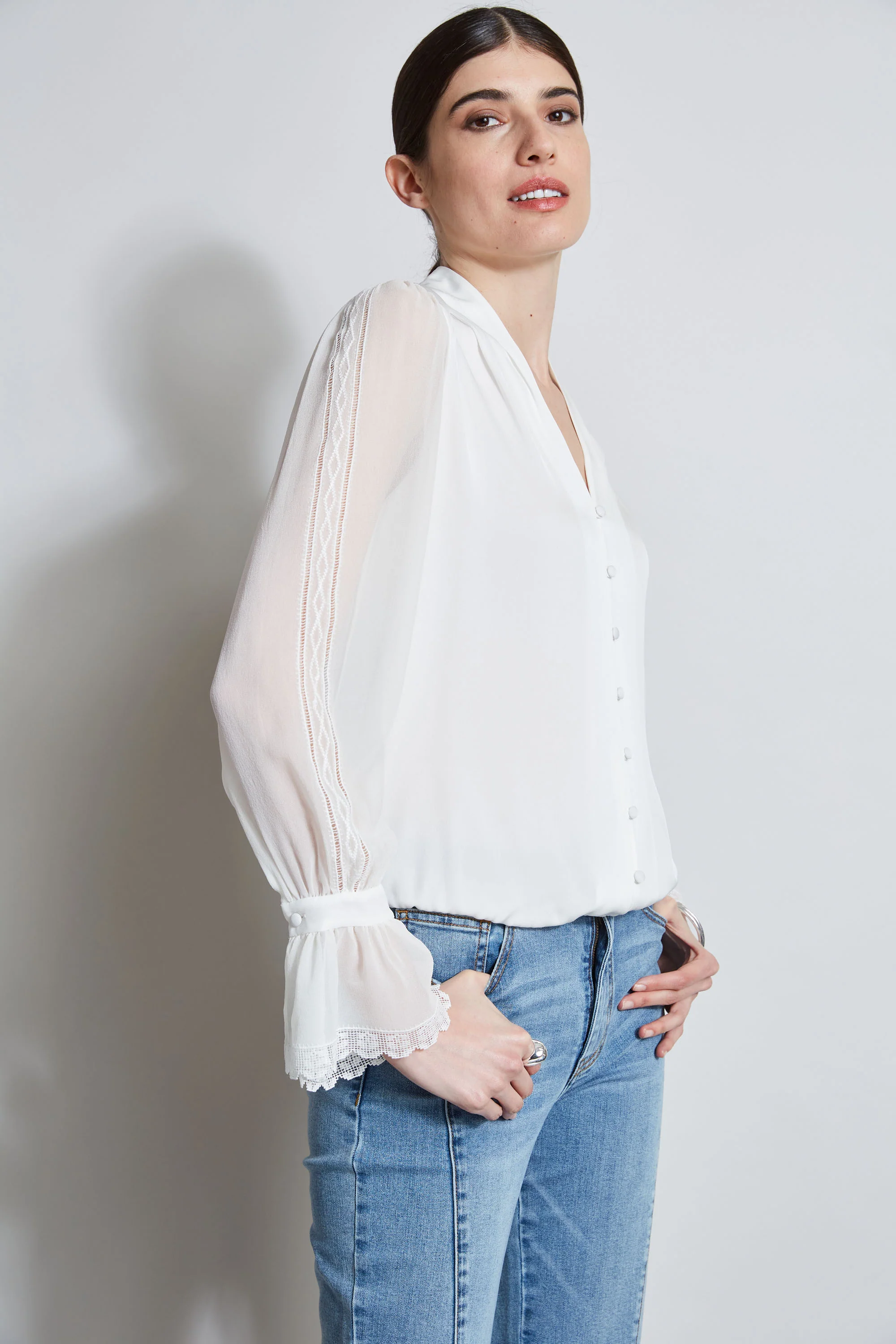 Embroidered Sleeve Blouson Shirt - Image 3