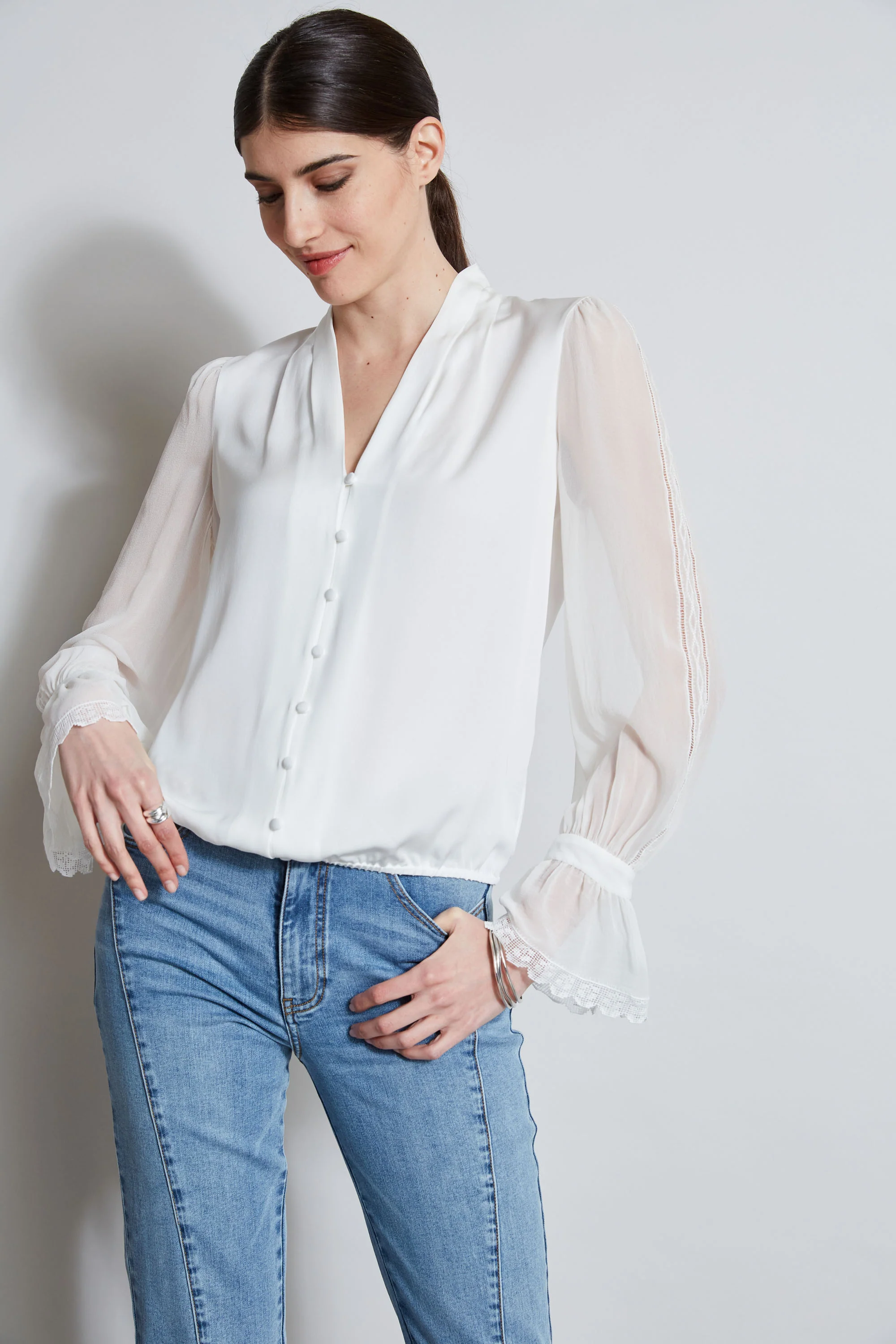 Embroidered Sleeve Blouson Shirt - Image 4
