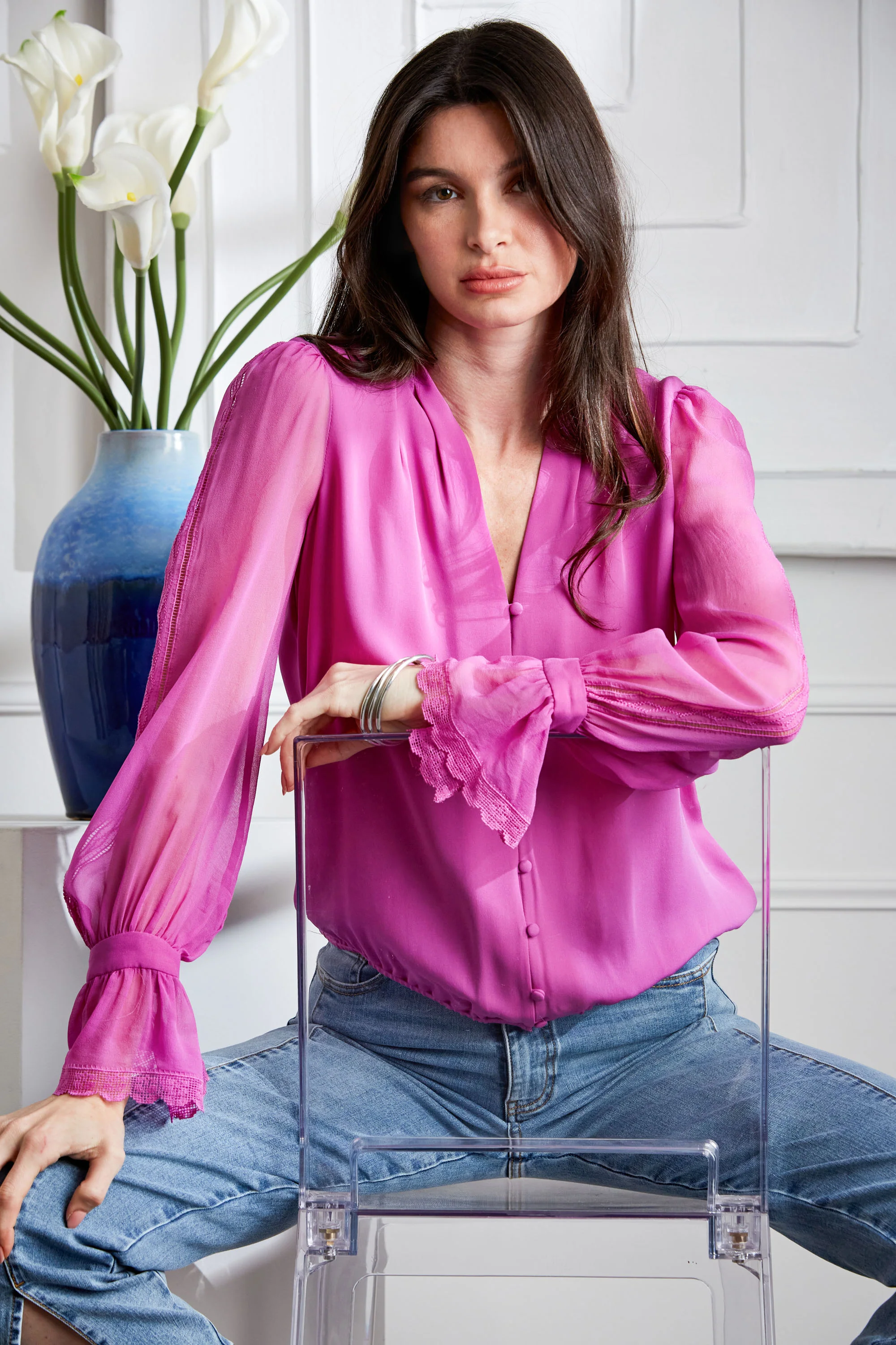 Embroidered Sleeve Blouson Shirt - Image 2