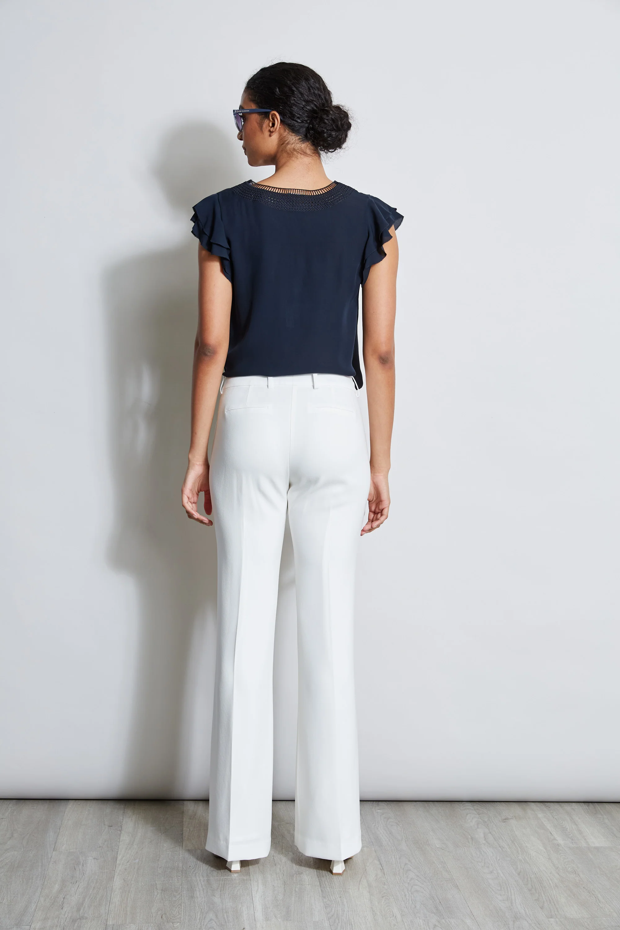 Silk Flutter Sleeve Embroidered Shirt - Image 4