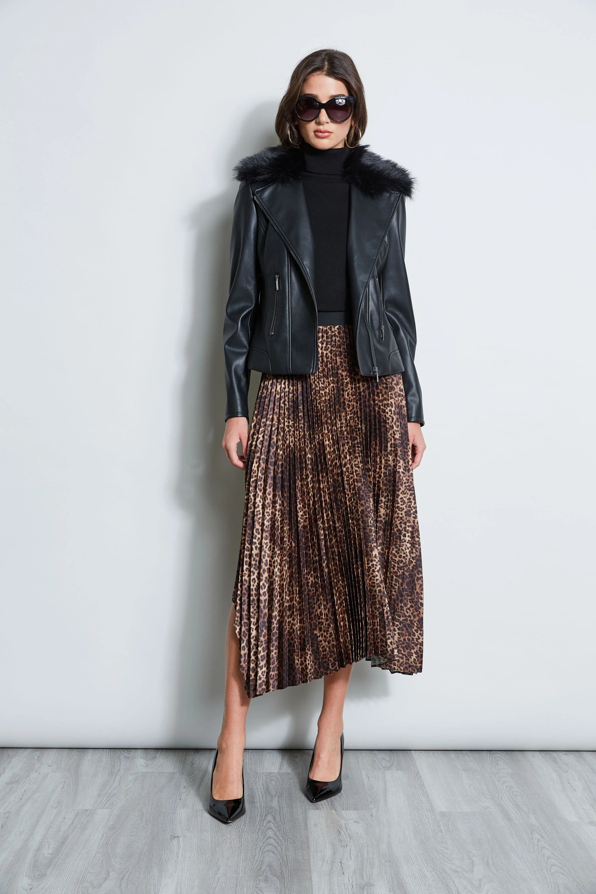 Faux Fur Collar Moto Jacket - Image 6