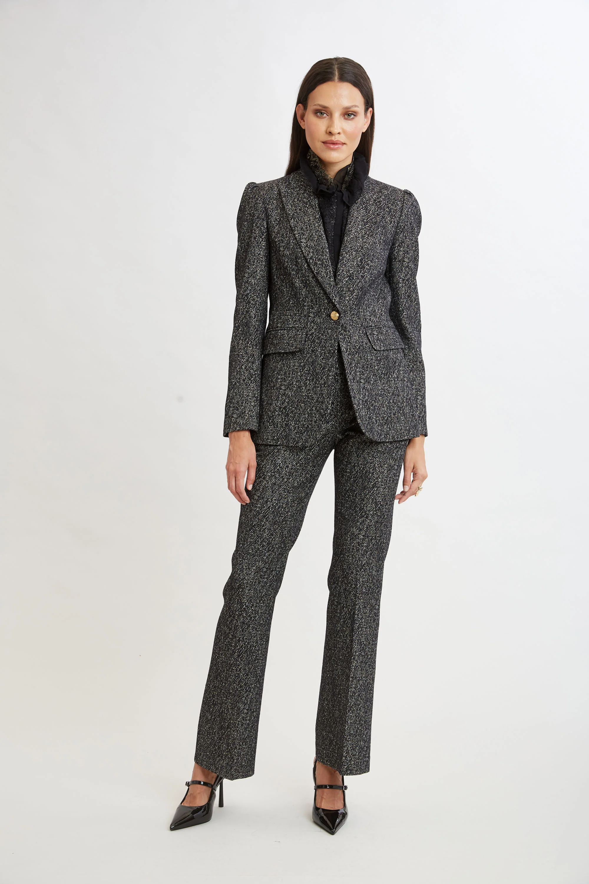 Fit & Flare Metallic Tweed Pant - Image 5