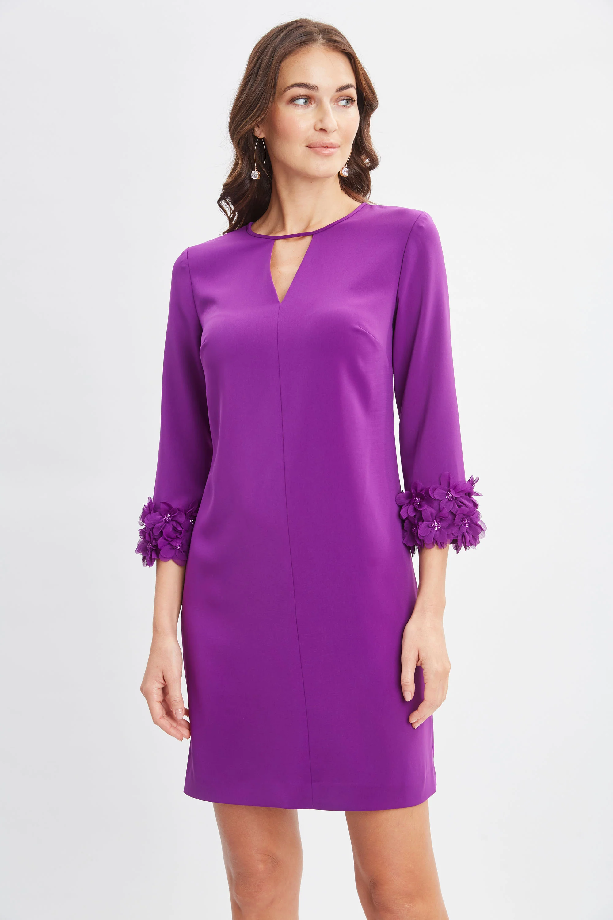 Flower Applique Sleeve Dress - Image 3