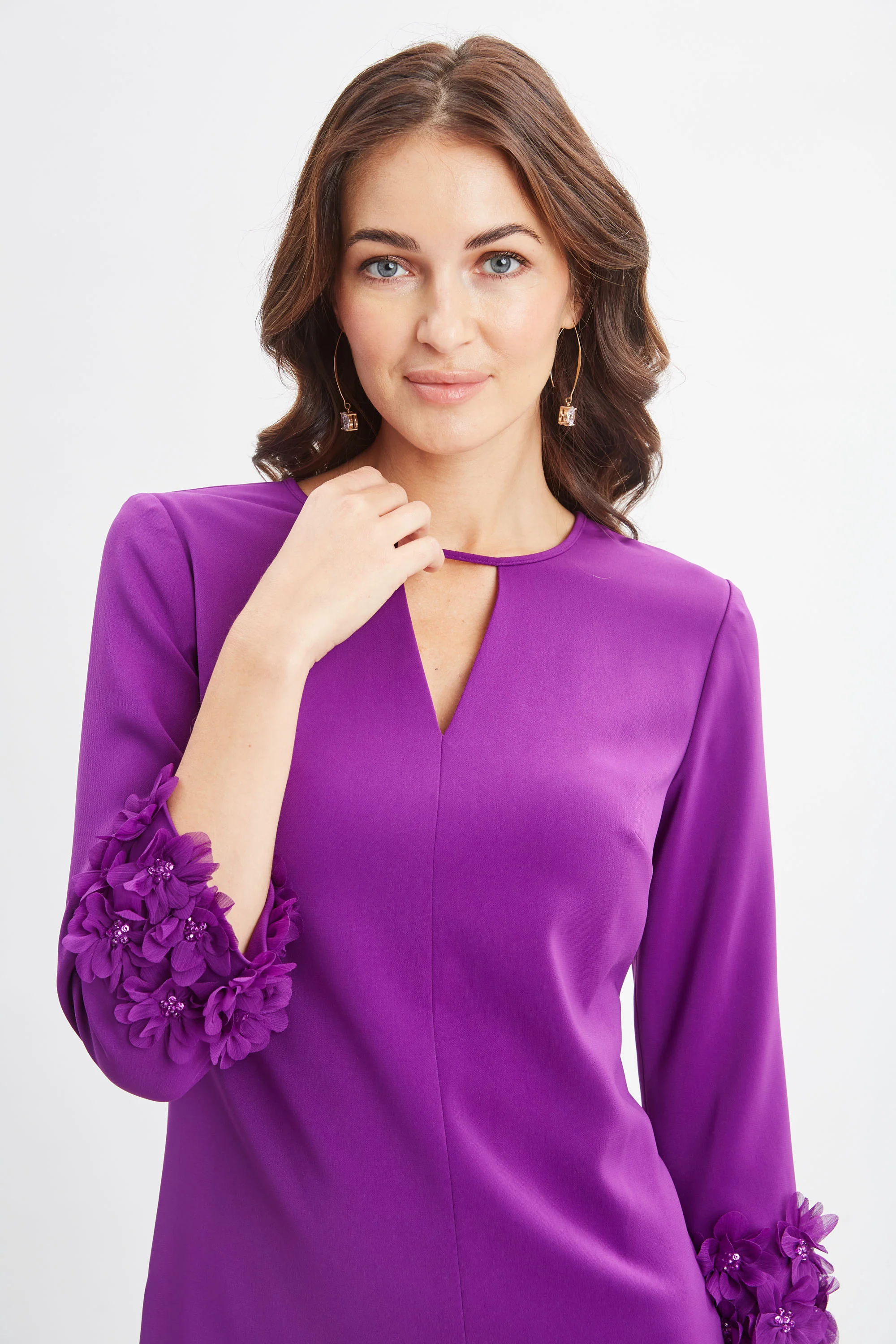 Flower Applique Sleeve Dress - Image 4