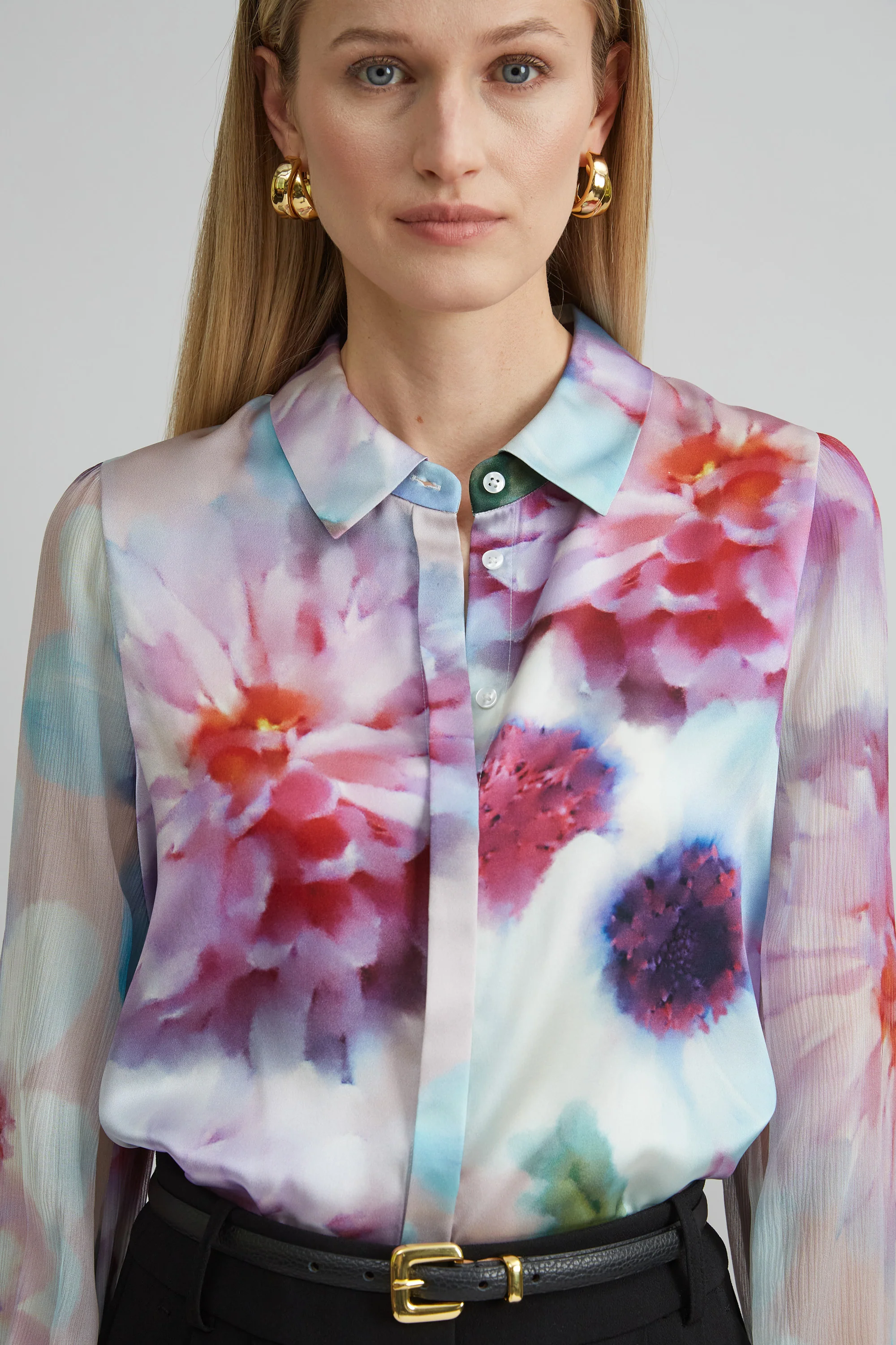 Mixed Media Silk Floral Shirt - Image 3