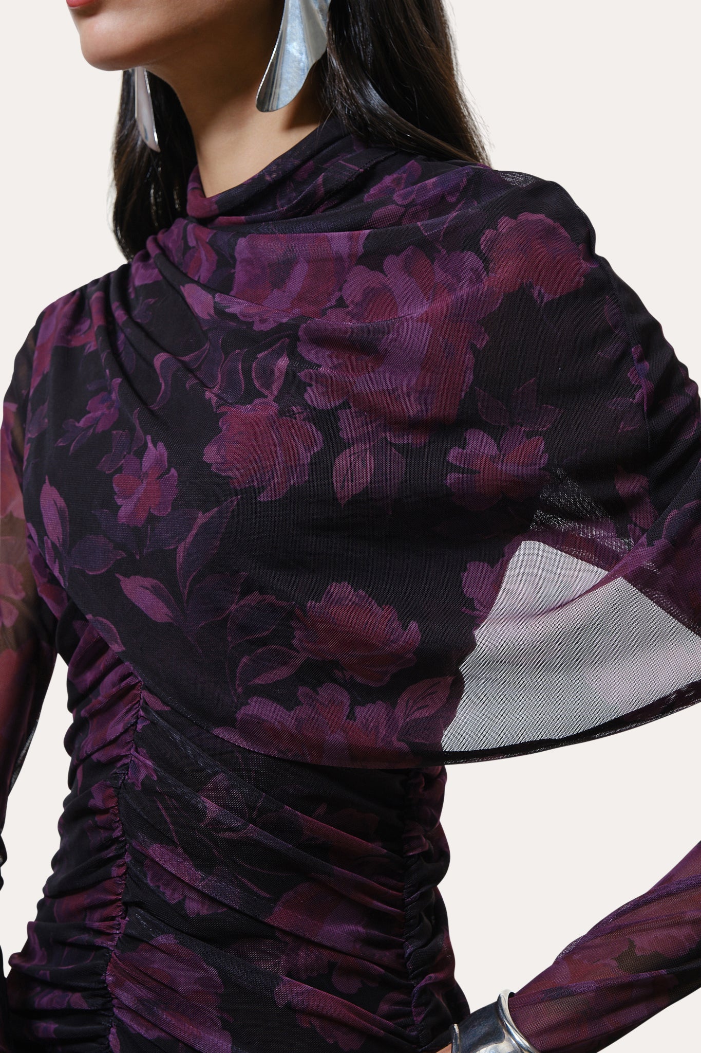 Georgia Ruched Mesh Dress - Image 3