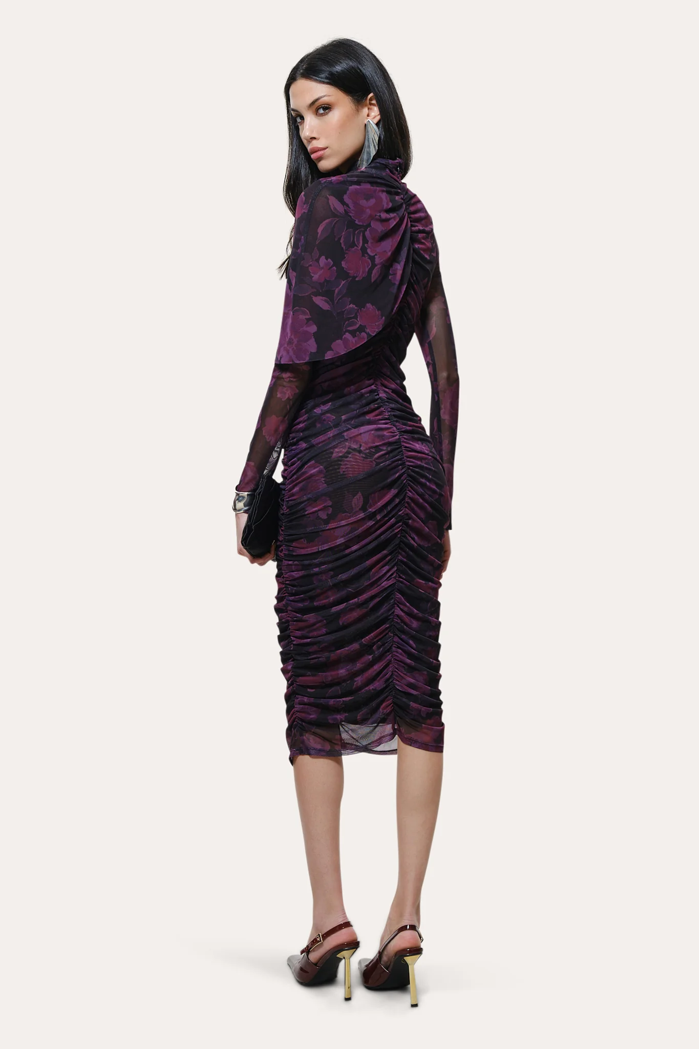 Georgia Ruched Mesh Dress - Image 4