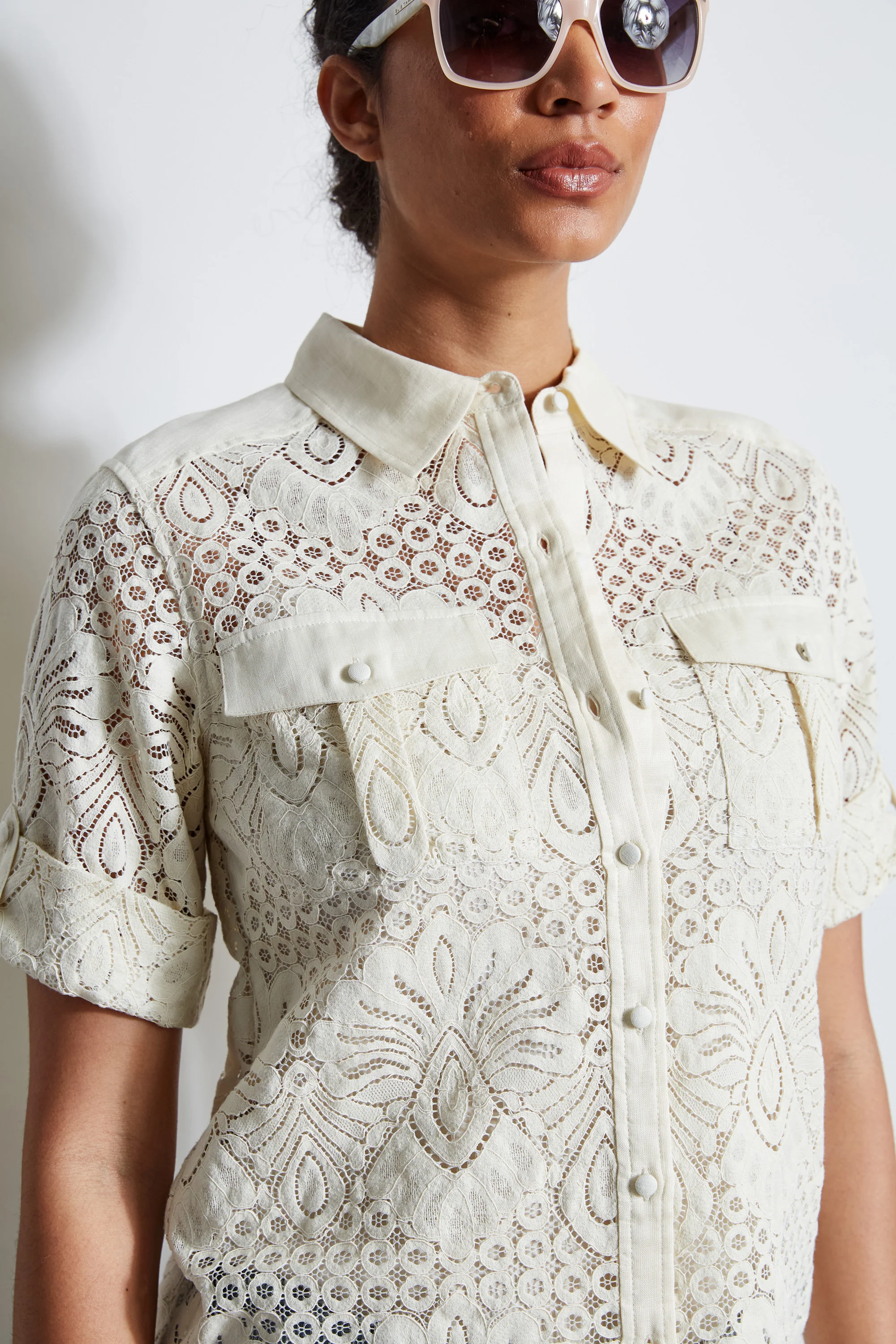 Short Sleeve Lace Utility Shirt - Image 4