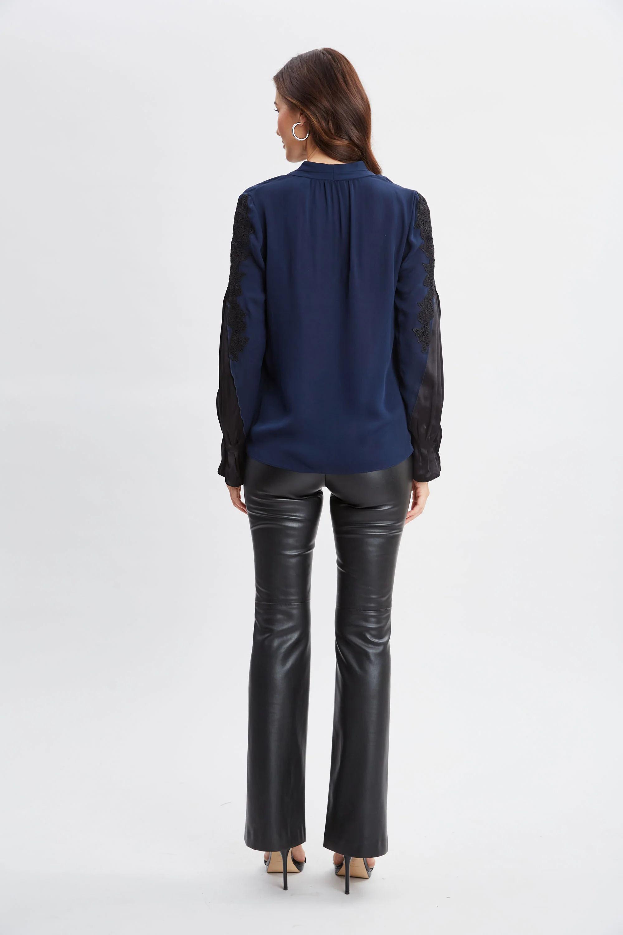 Lace Sleeve Silk Shirt - Image 4