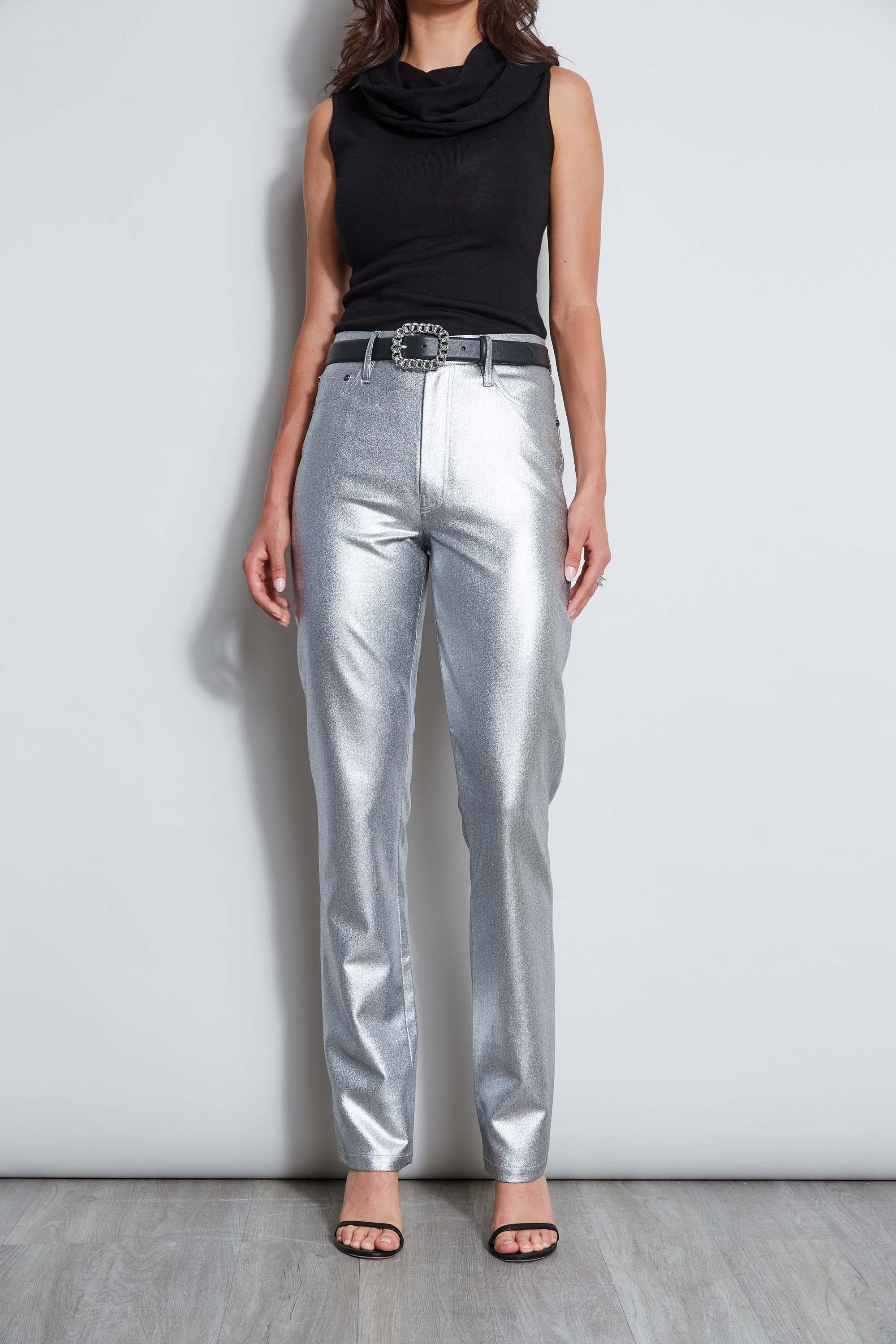 Metallic Stretch Twill Jeans