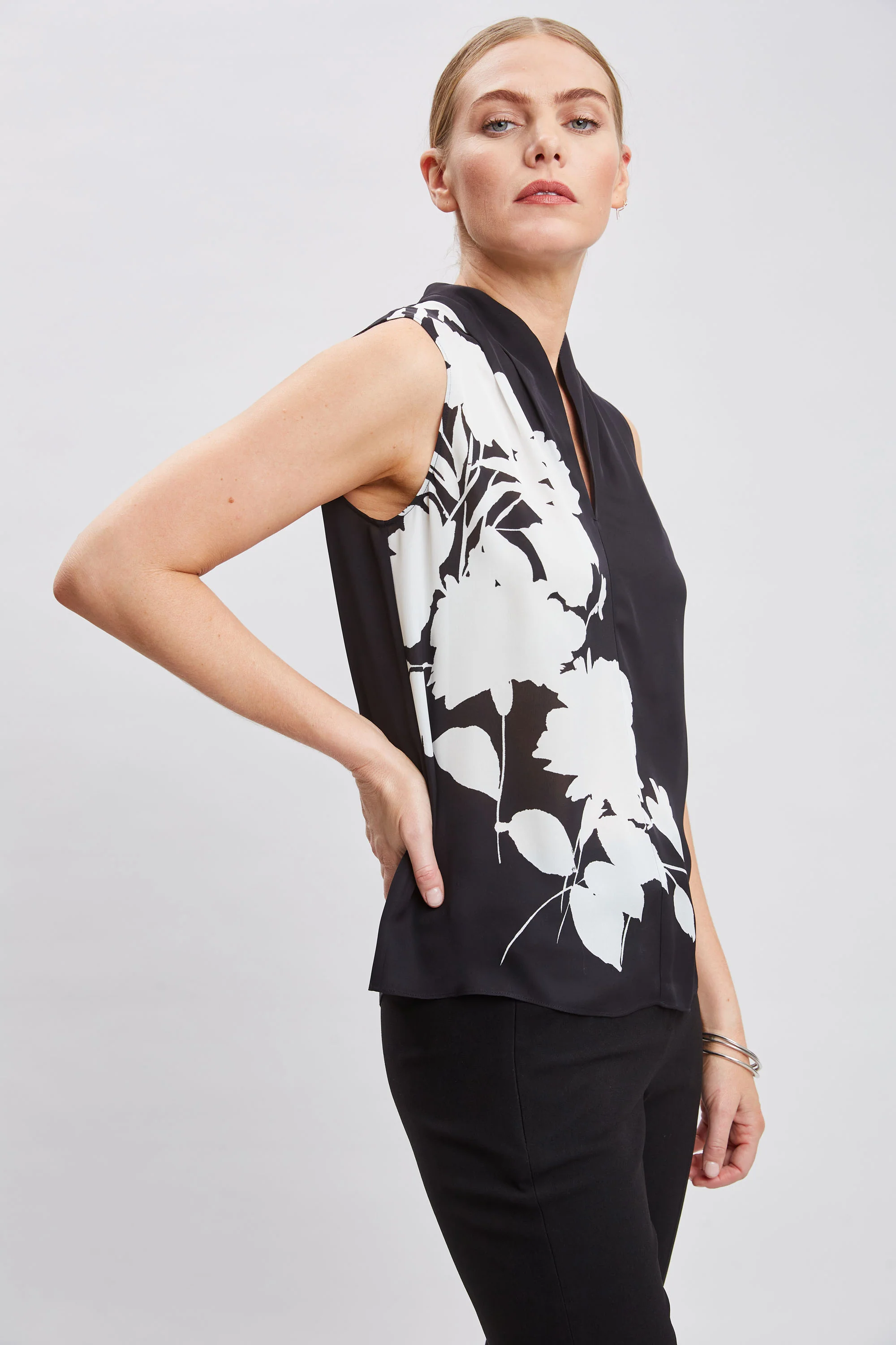 Midnight Garden Sleeveless Silk Top - Image 3