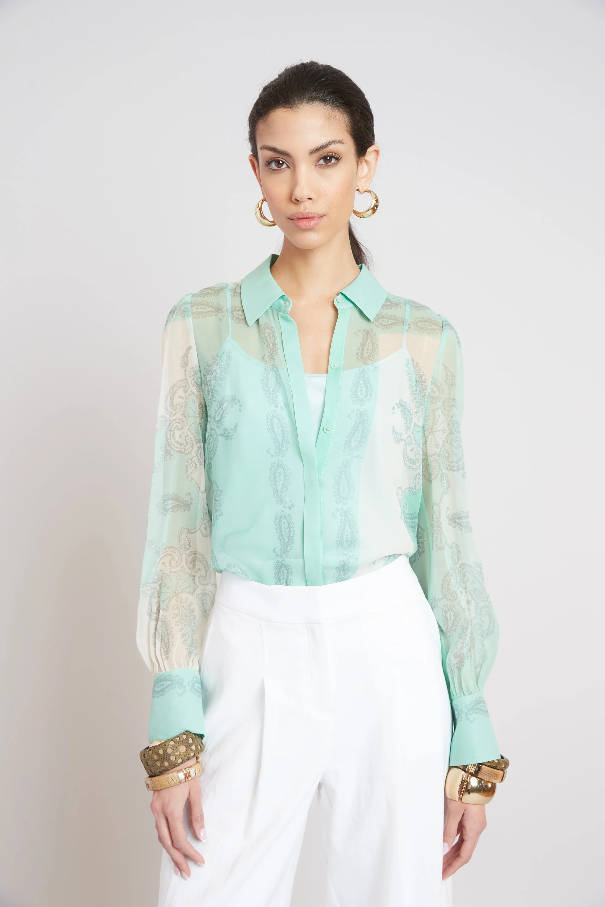 Silk Scarf Print Shirt