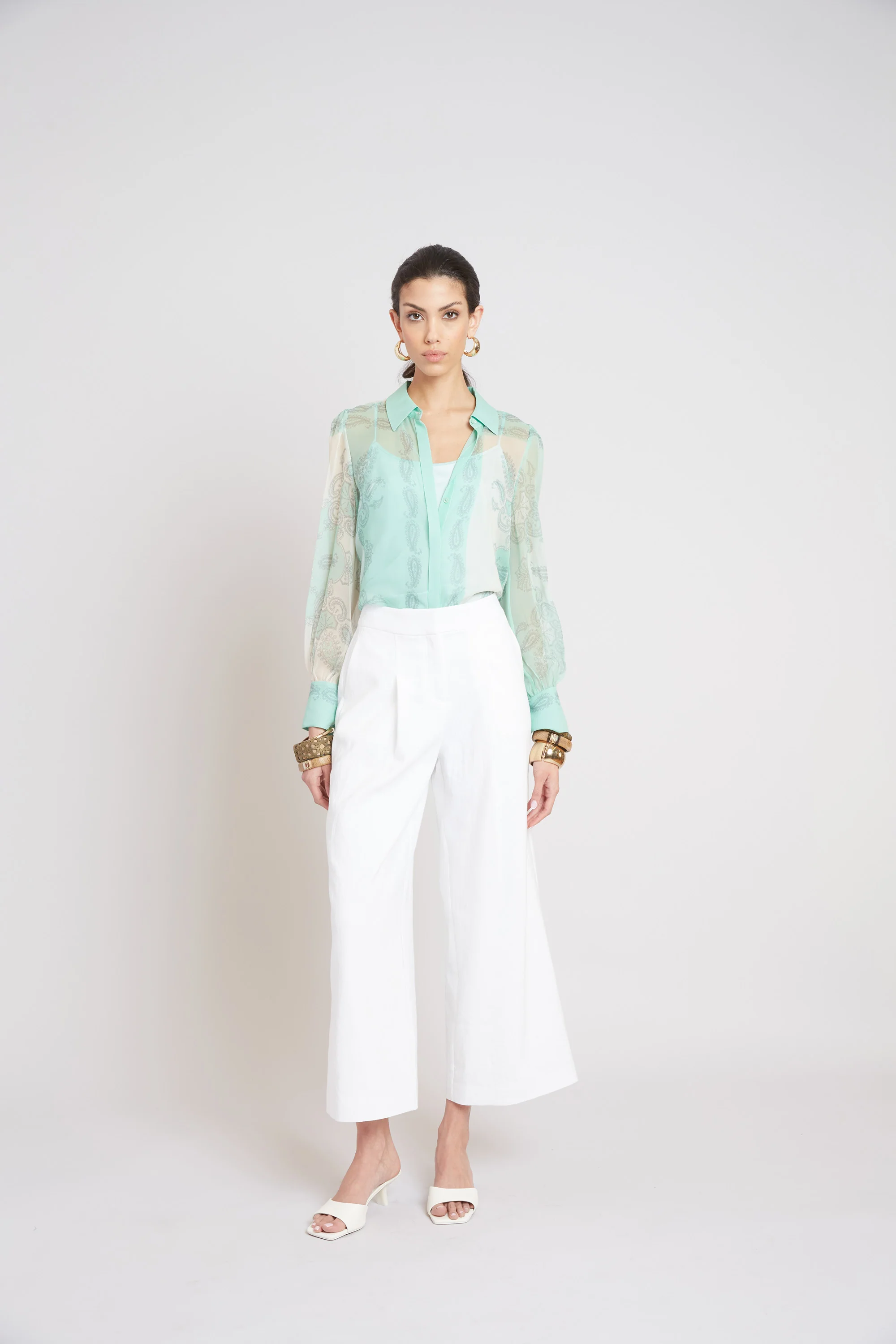 Silk Scarf Print Shirt - Image 2