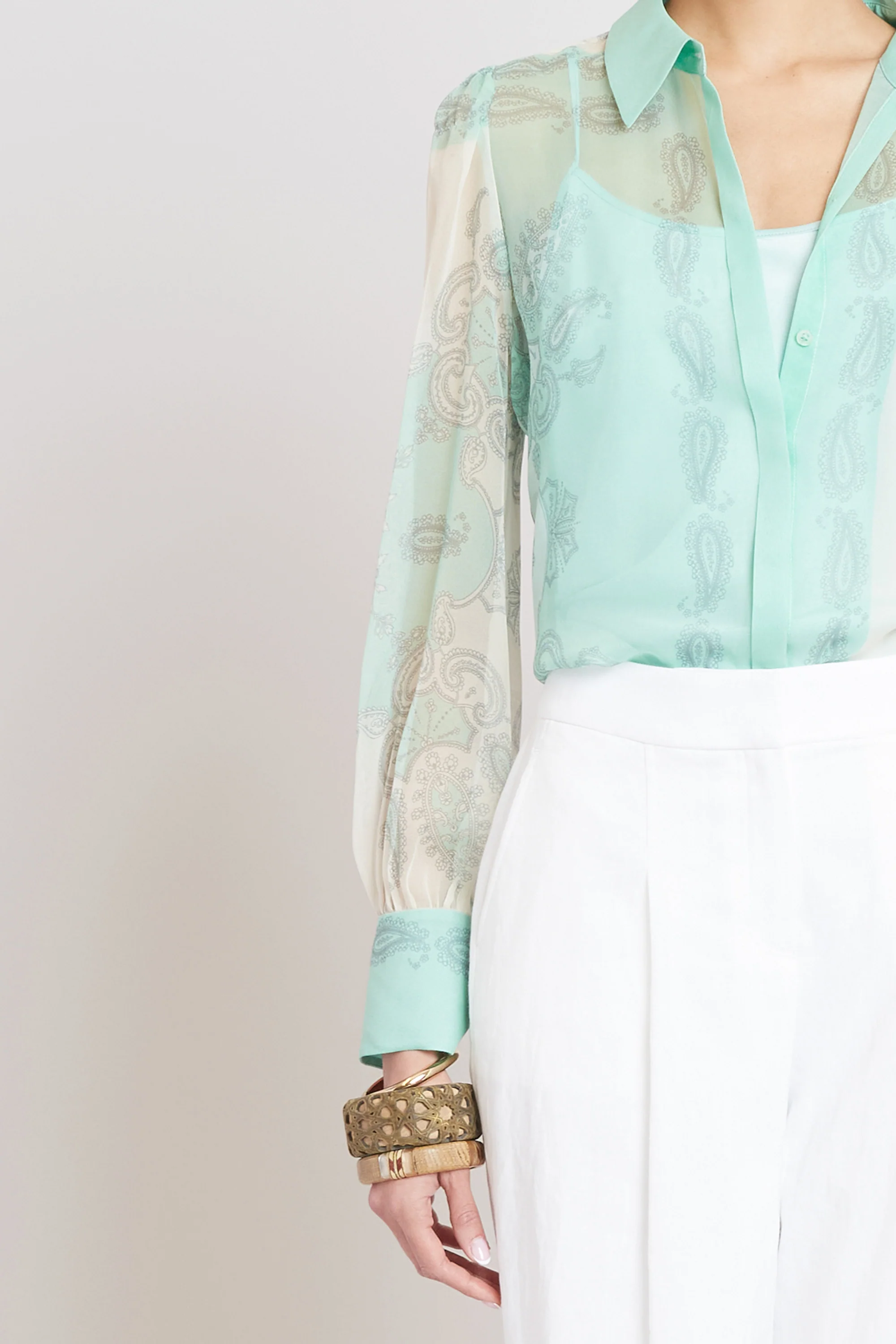Silk Scarf Print Shirt - Image 4