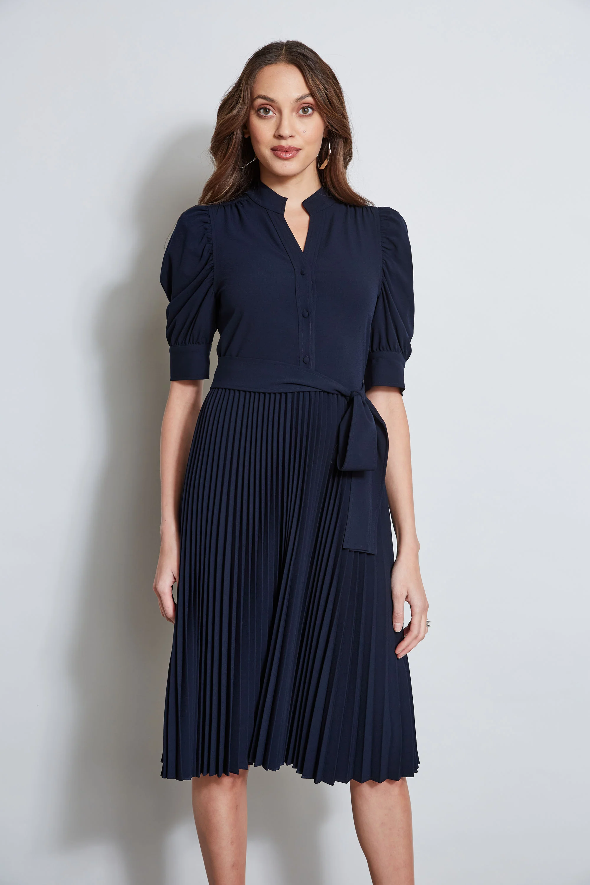Pleated Ruched Sleeve Dress - Image 2